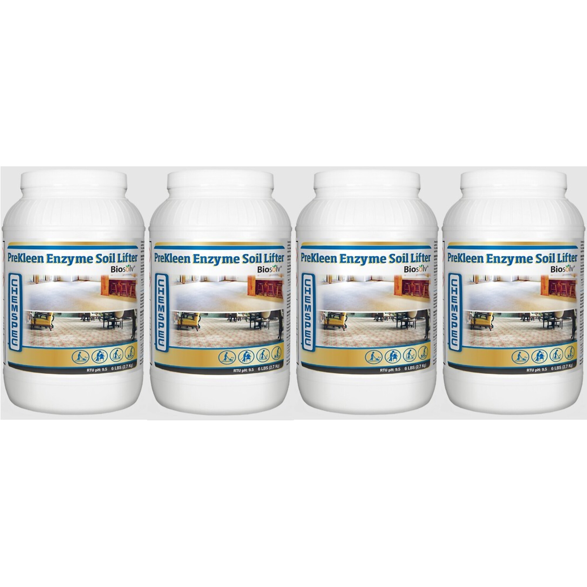 CHEMSPEC, PreKleen Enzyme Soil Lifter with Biosolv®, Four 6 lb. / 2.72 kg jars, Model # 111328