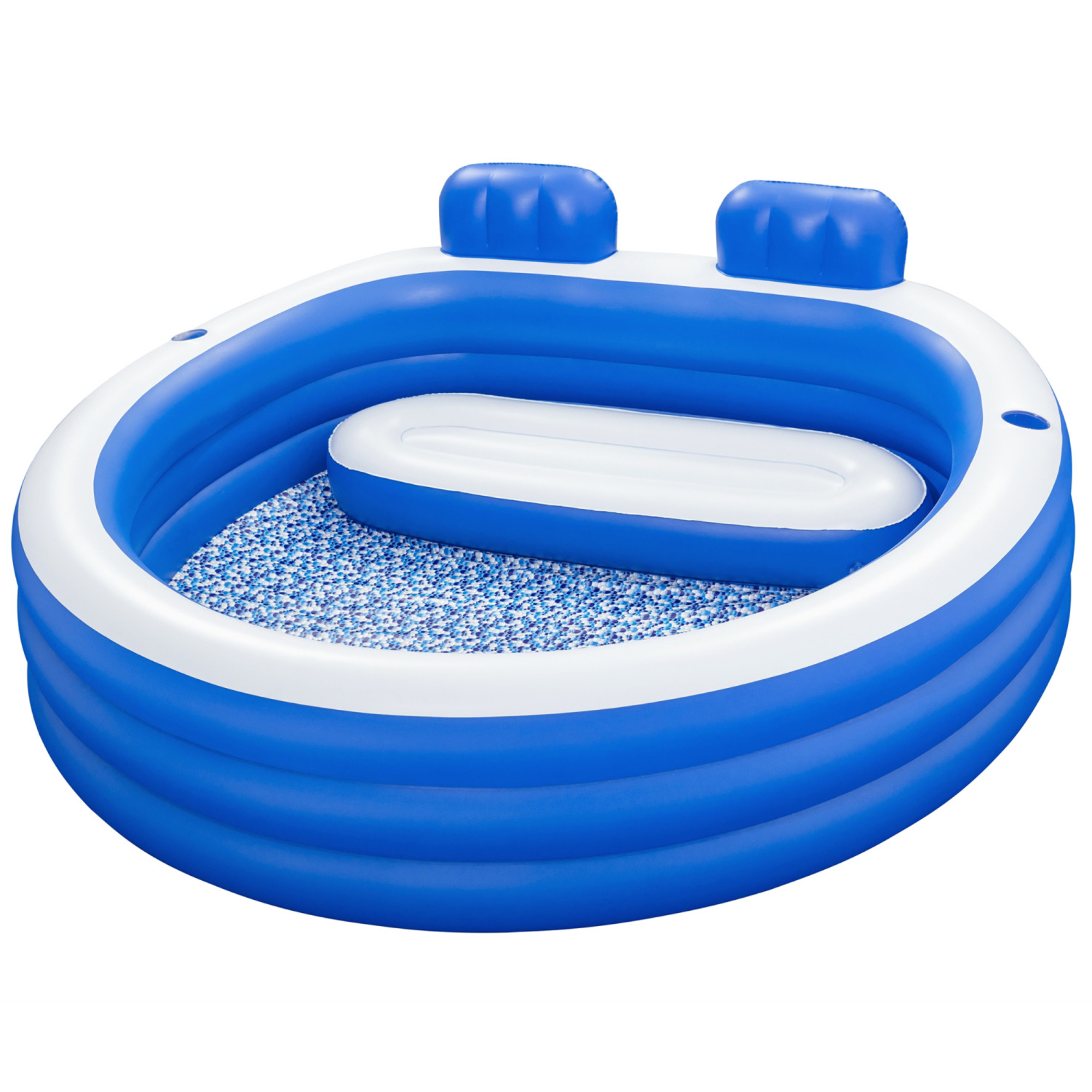 Bestway H2OGO! Splash Paradise Family Pool 7'7" x 7'2" x 31" - Inflatable Blue & White, 225 Gallon Capacity, Outdoor & Backyard, Bench Seat, Built-In Cupholders