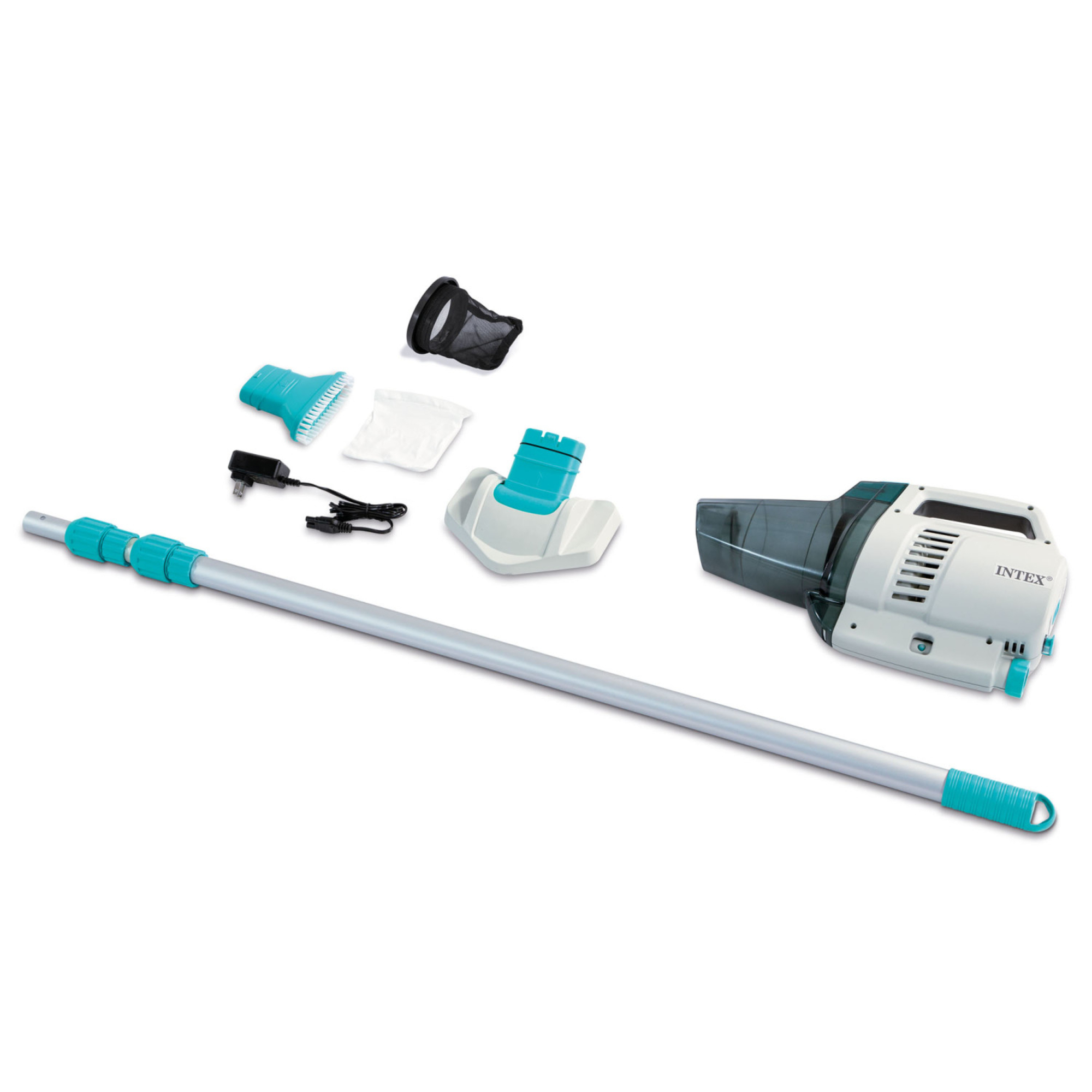 Intex Pool Vacuum, Pool Cleaning Accessory, Includes 110" Lightweight Aluminum Pole, Rechargeable Batteries (28627E)