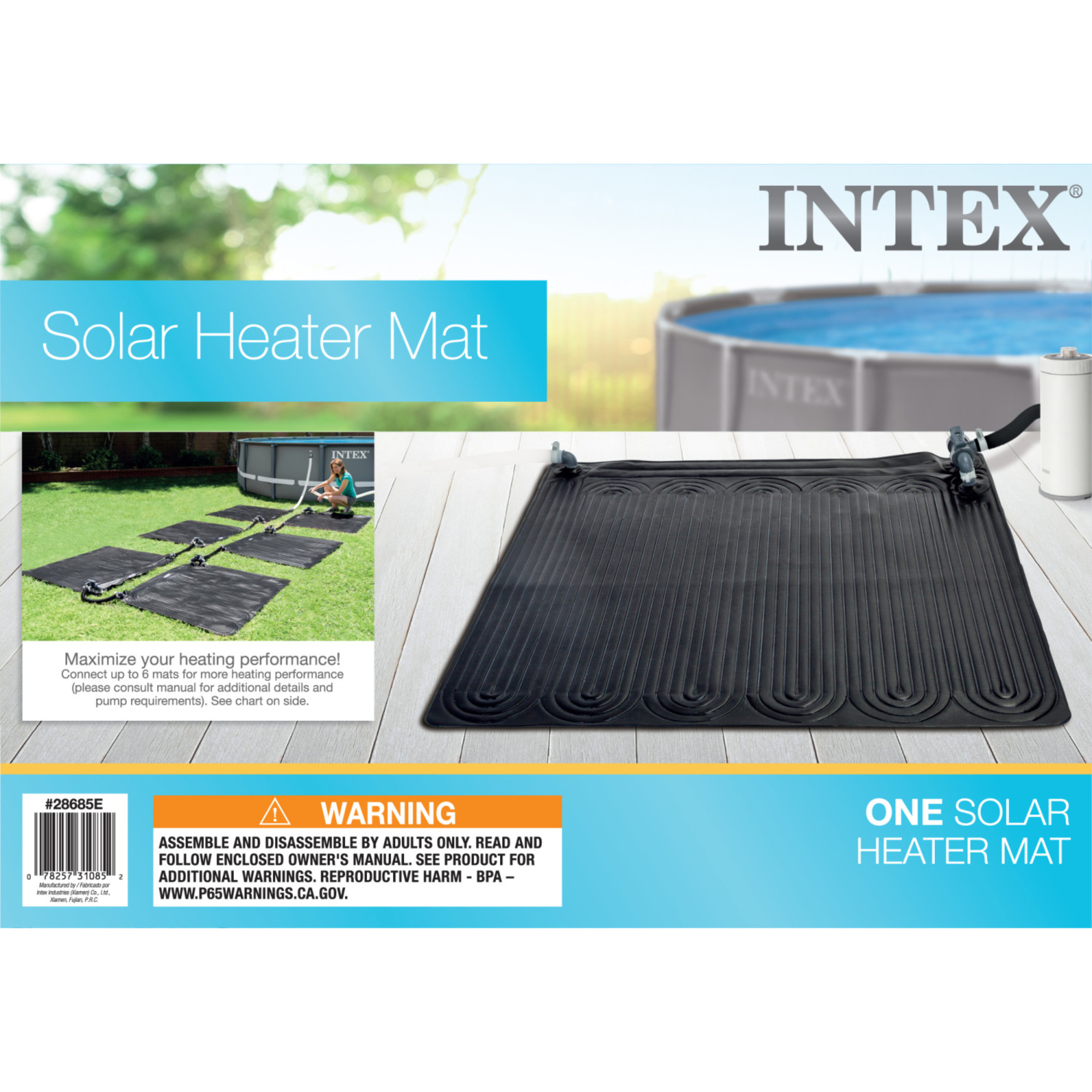 Intex Solar Heater Mat — 47in., Black, Water Warming Pad for Above Ground Swimming Pools, Model# 28685E