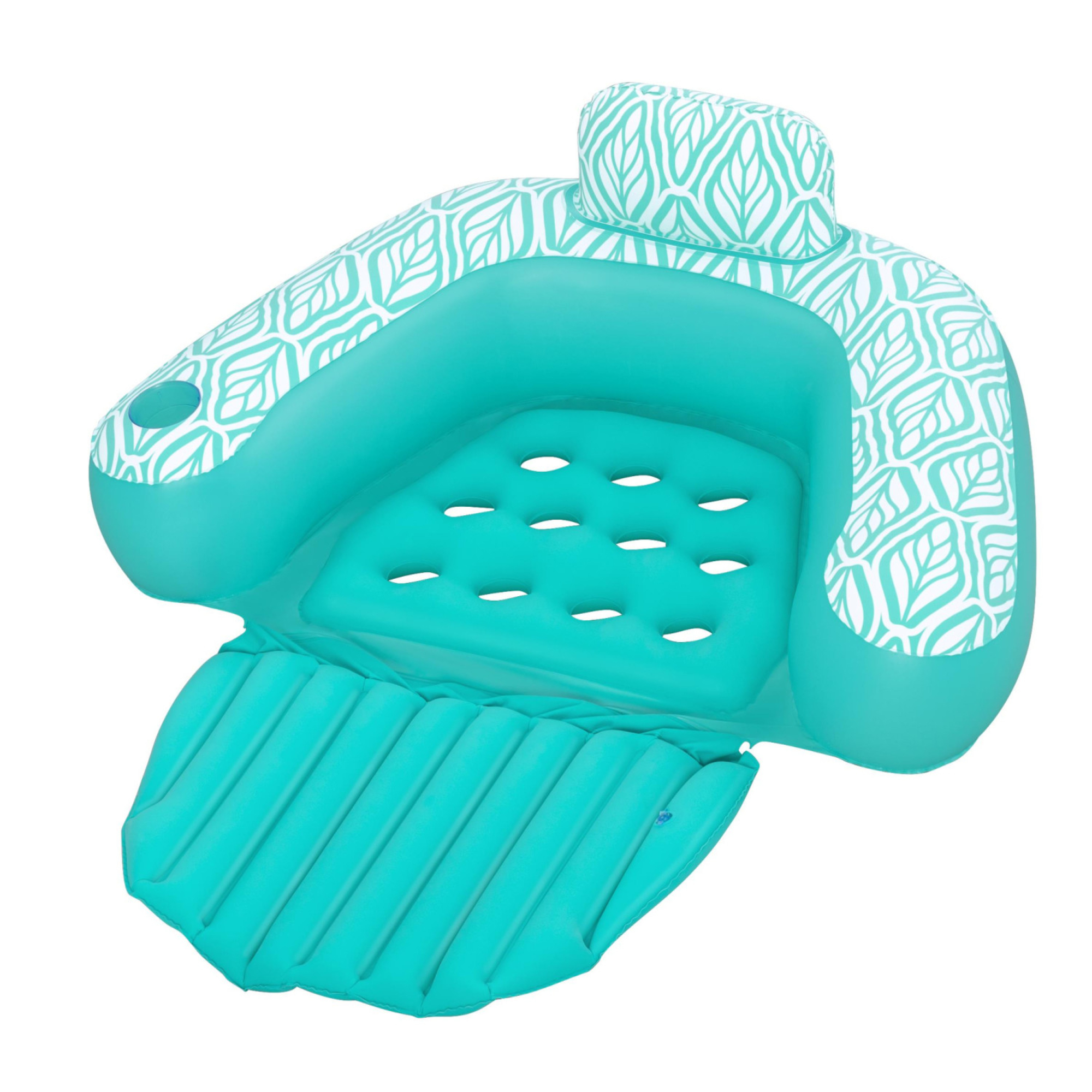 Bestway H2OGO! Comfort Plush Deluxe Chair Lounge — 57in. x 47in., Teal, Inflatable Pool Float, Model# 43719E