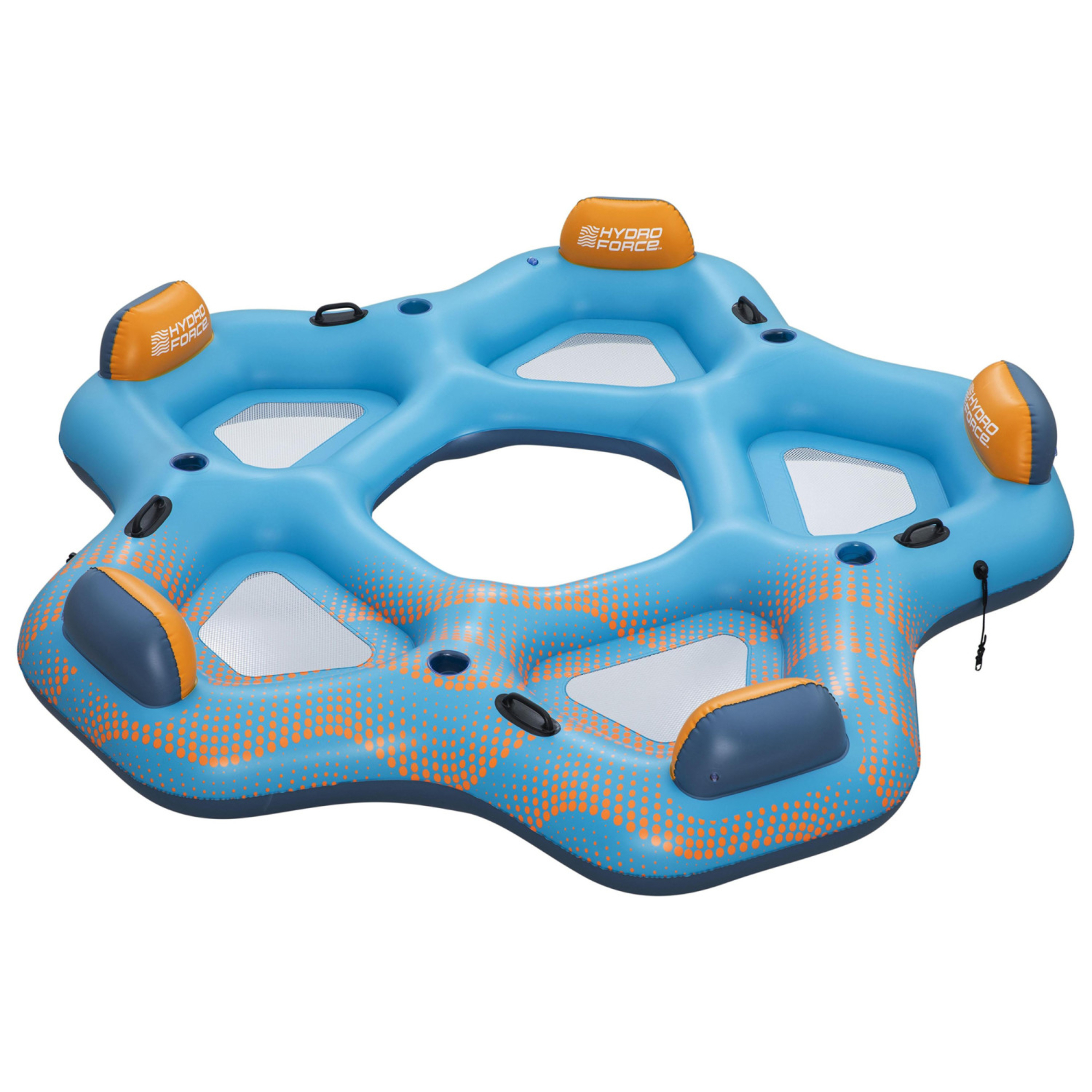 Bestway Hydro Force Day Drifter Island, 5 Person Water Float, 9'10"x9'5", Cooling Mesh Seats, 1102lb Cap
