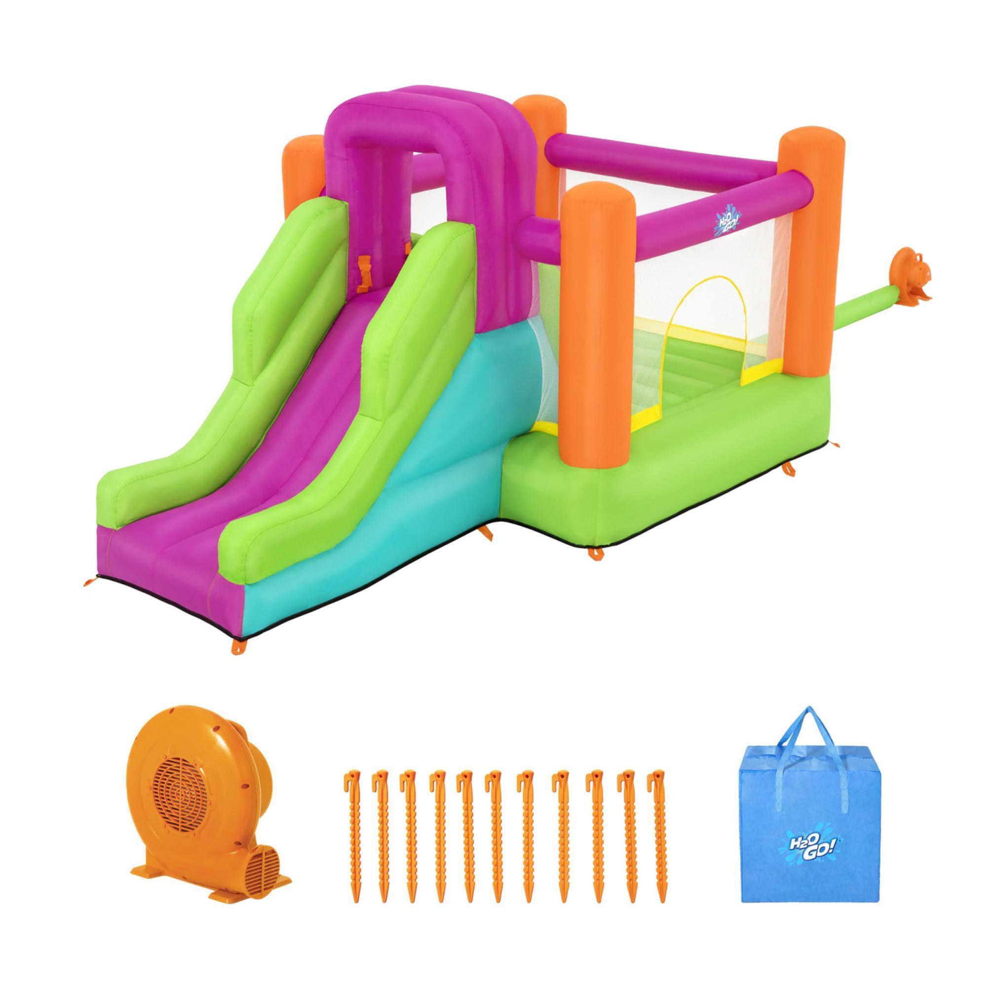 Bestway H2OGO! Mega Bouncer Slide Flyer, Inflatable Jumping Activity Center, Mesh Sidewalls