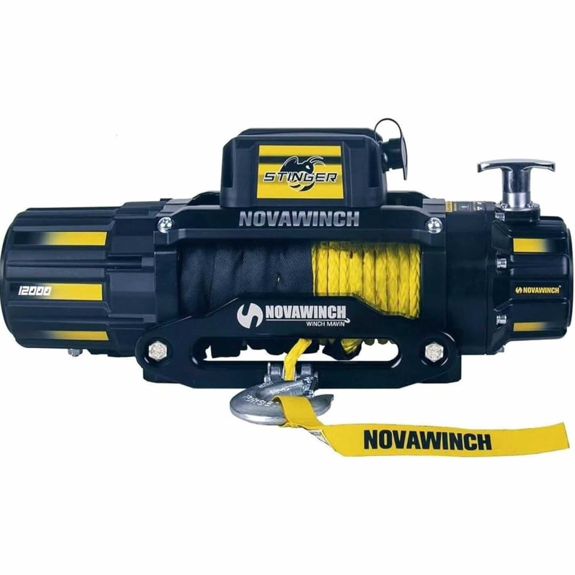 Novawinch Stinger 12 Volt DC Powered Truck Winch, 12000 lb Capacity, 85 ft Synthetic Rope