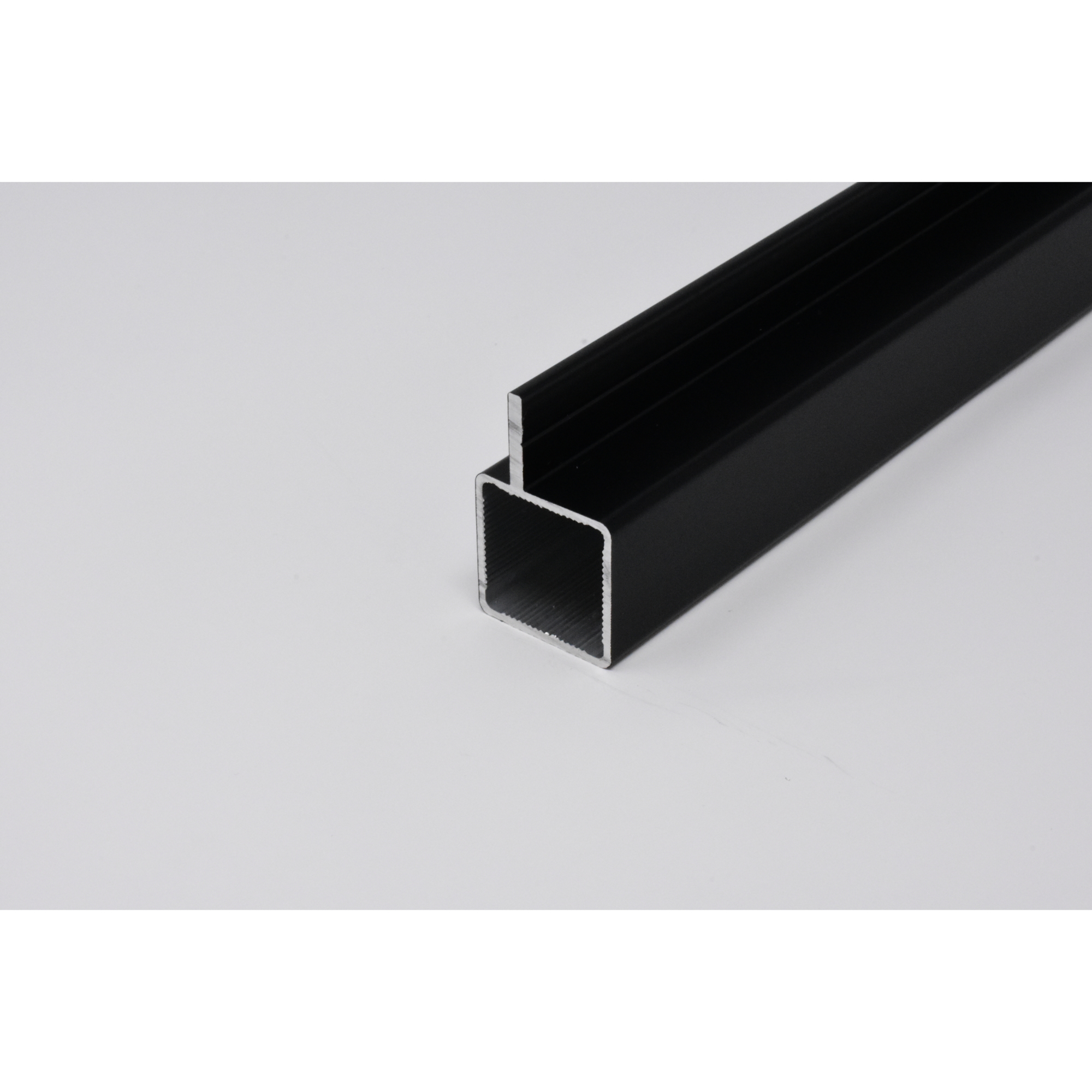 EZTube Extruded Aluminum Tube — 94in. L x 1in. W x 1in. H, Black, for 1/4in. Flush Panel, Model# 100-120-94-BK-1QR