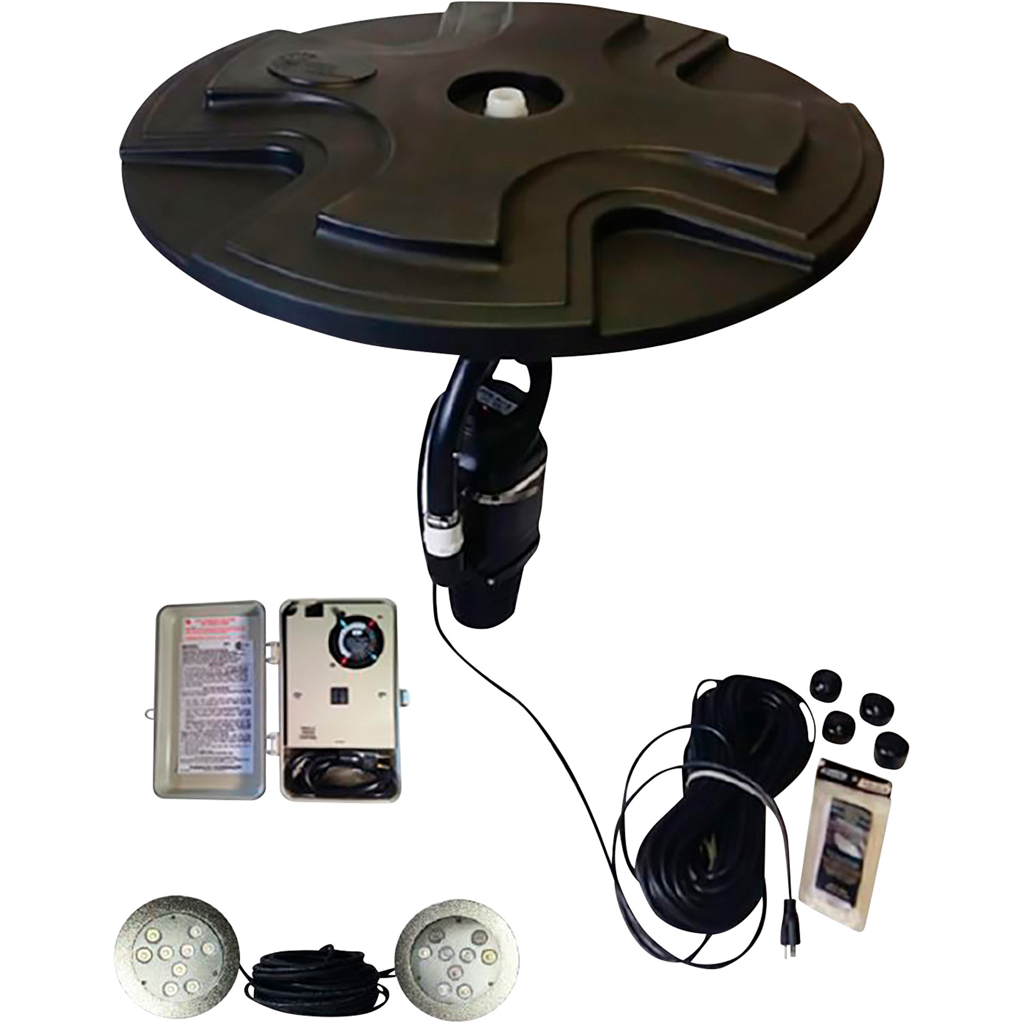 Outdoor Water Solutions Floating Pond Fountain with LED Lights, 1/2 HP, 4 Nozzles, Model# FTN0422