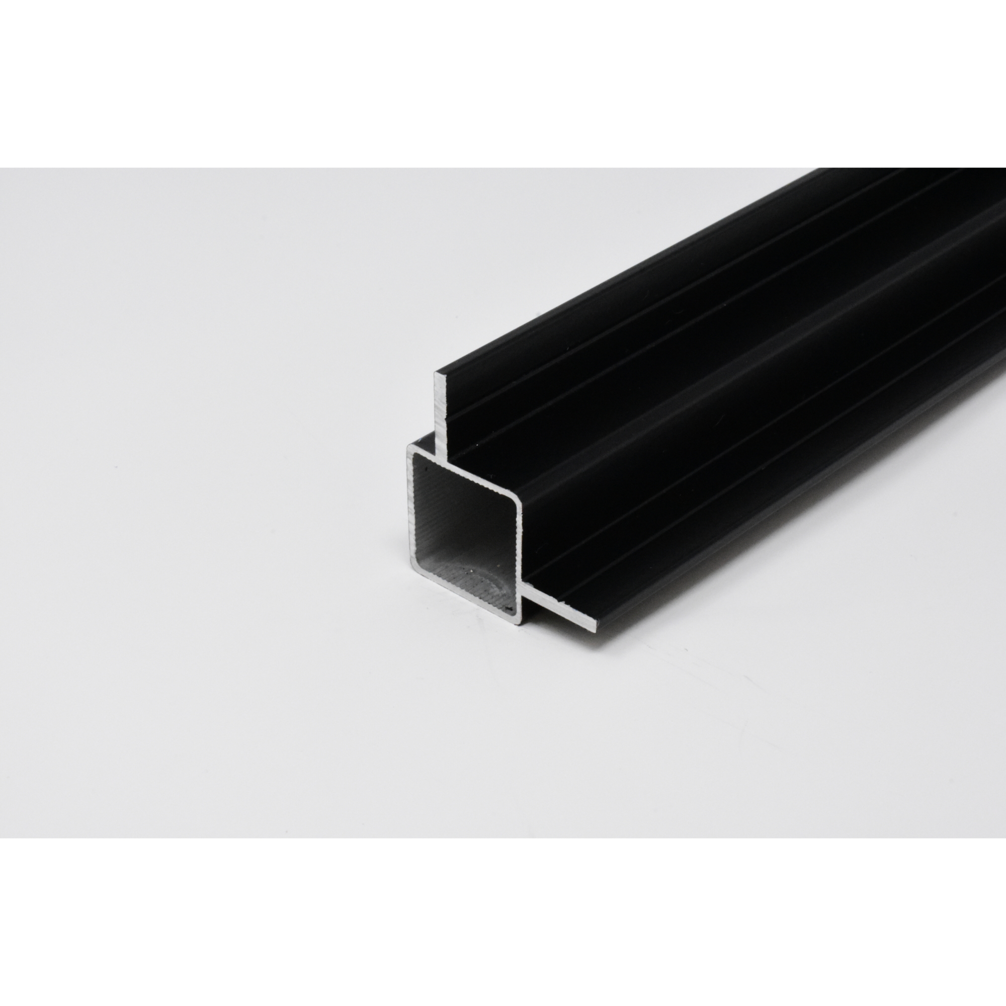 EZTube Extruded Aluminum Tube — 84in. L x 1in. W x 1in. H, Black, for 1/4in. Flush Panel, QR 1 End, Model# 100-180-7-BK-1QR