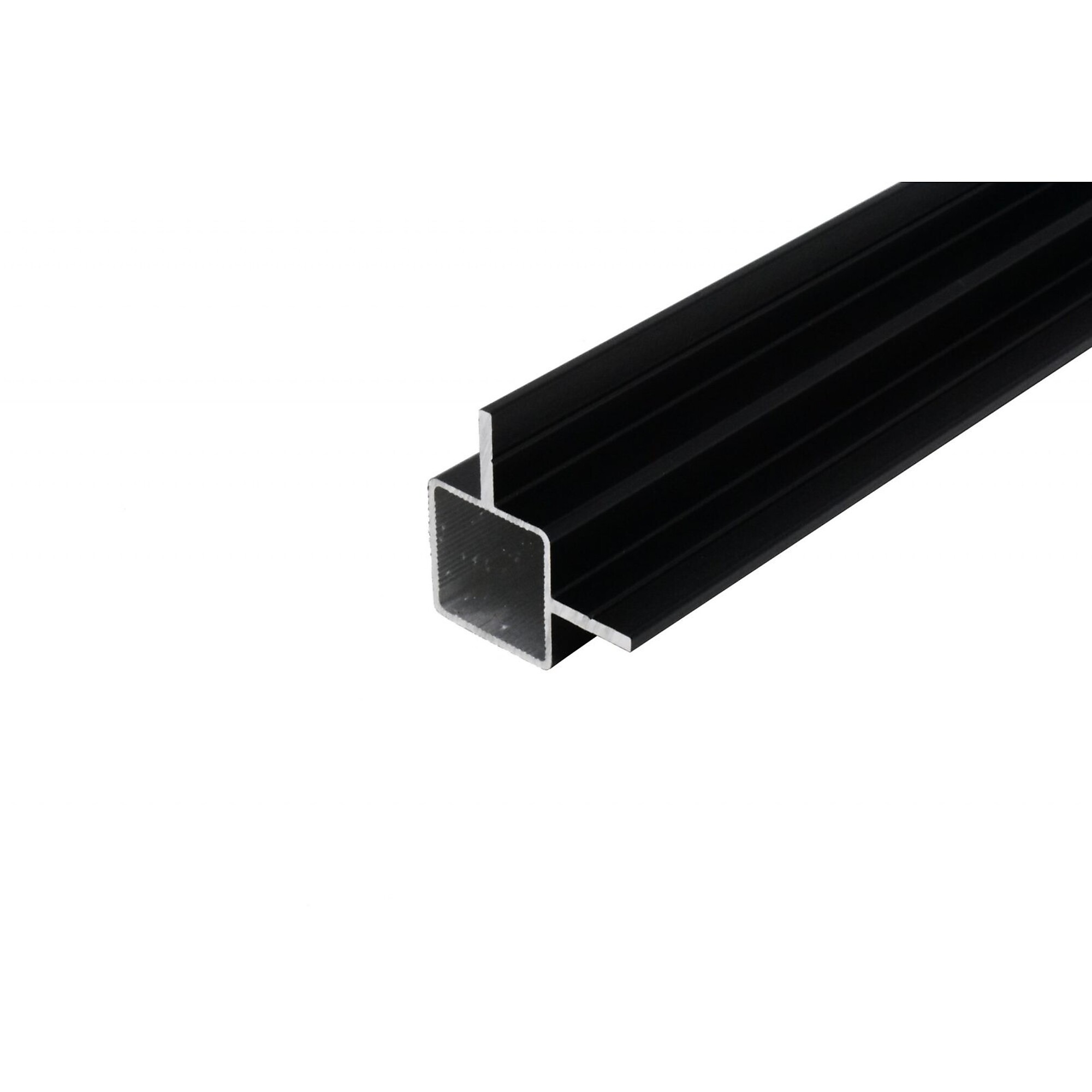 EZTube Extruded Aluminum Tube — 84in. x 1in. x 1in., 1/4in. Recessed Panel, Black, Quick Release Both Ends, Model# 100-190-BK-QR-7