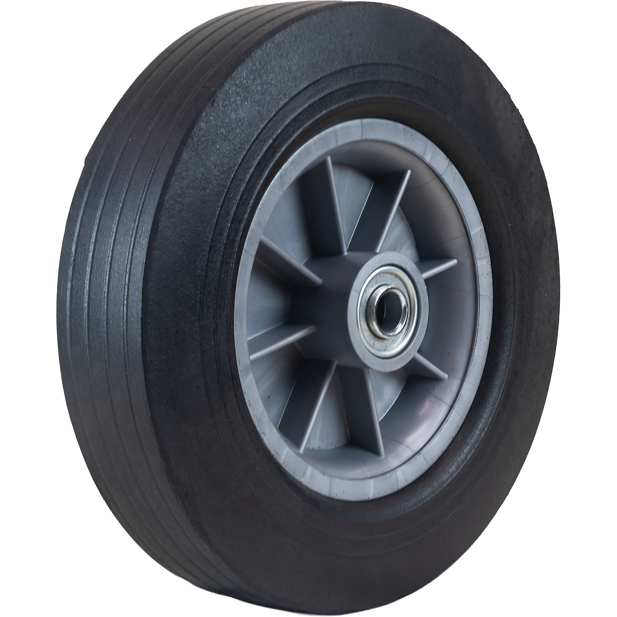 Hi-Run 10X2.5 Ribbed Solid Tire Plastic Hub Assembly (5/8" Offset) , YH1013