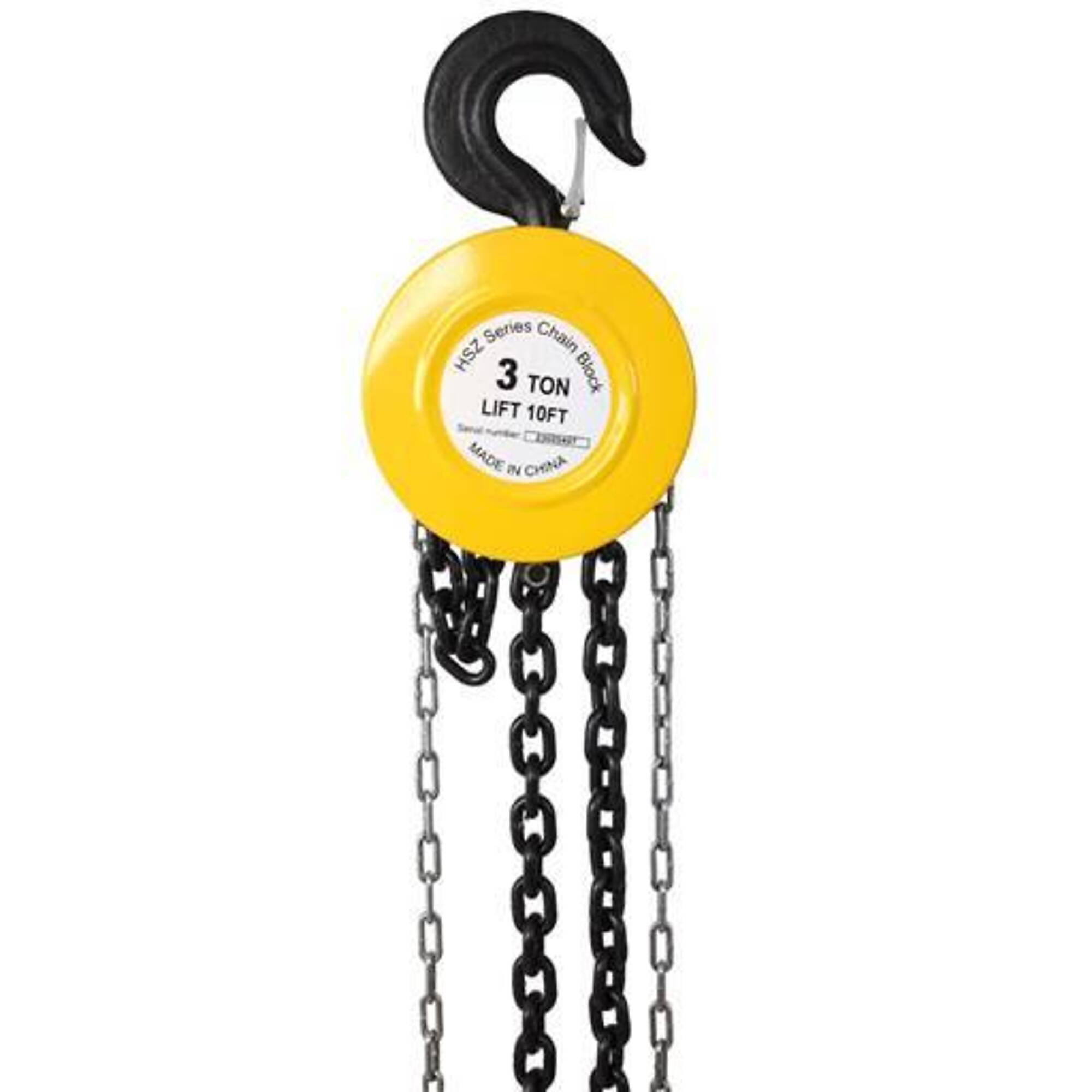 TMB Manual Chain Hoist — 3 Ton, 6600-Lb. Capacity, Yellow, Model# BAC-W46557614