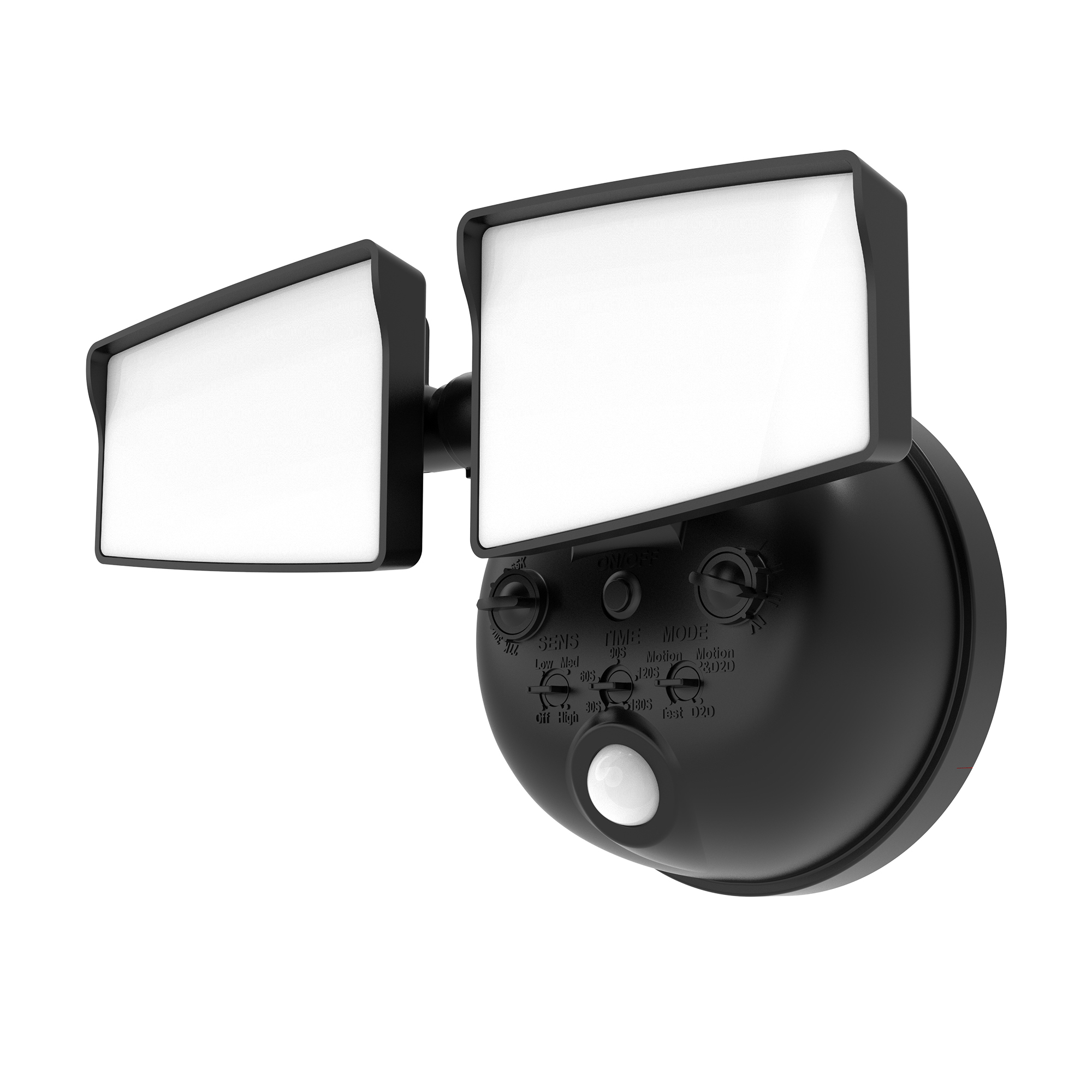HALO:Next Gen Battery-Powered LED Security Floodlight, 2 Head w/ Motion Sensing, Dusk to Dawn, Adjustable Brightness-Black