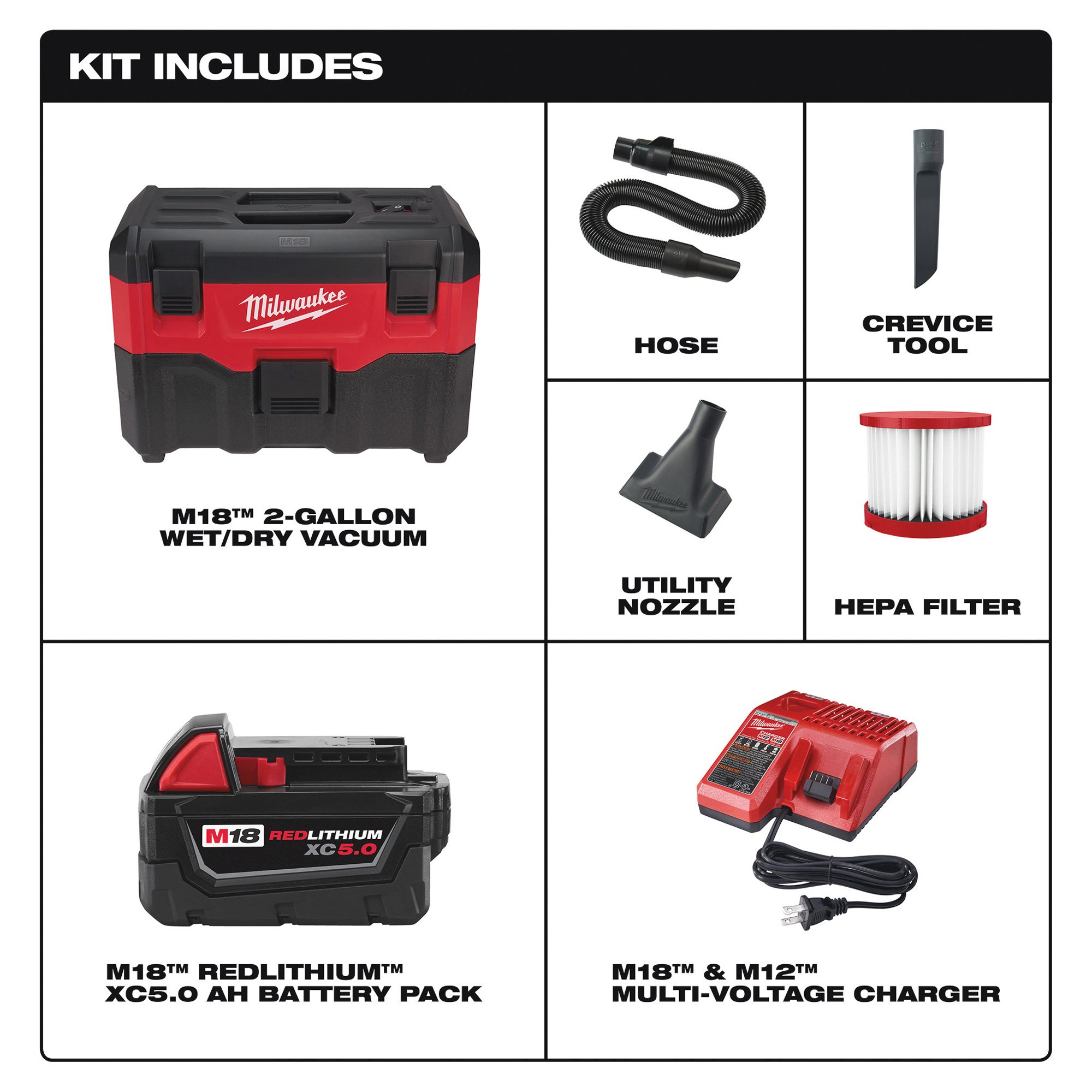 Renewed Milwaukee 0880-20 18V Cordless Wet/Dry Vacuum - Portable Shop Vac With HEPA Filter