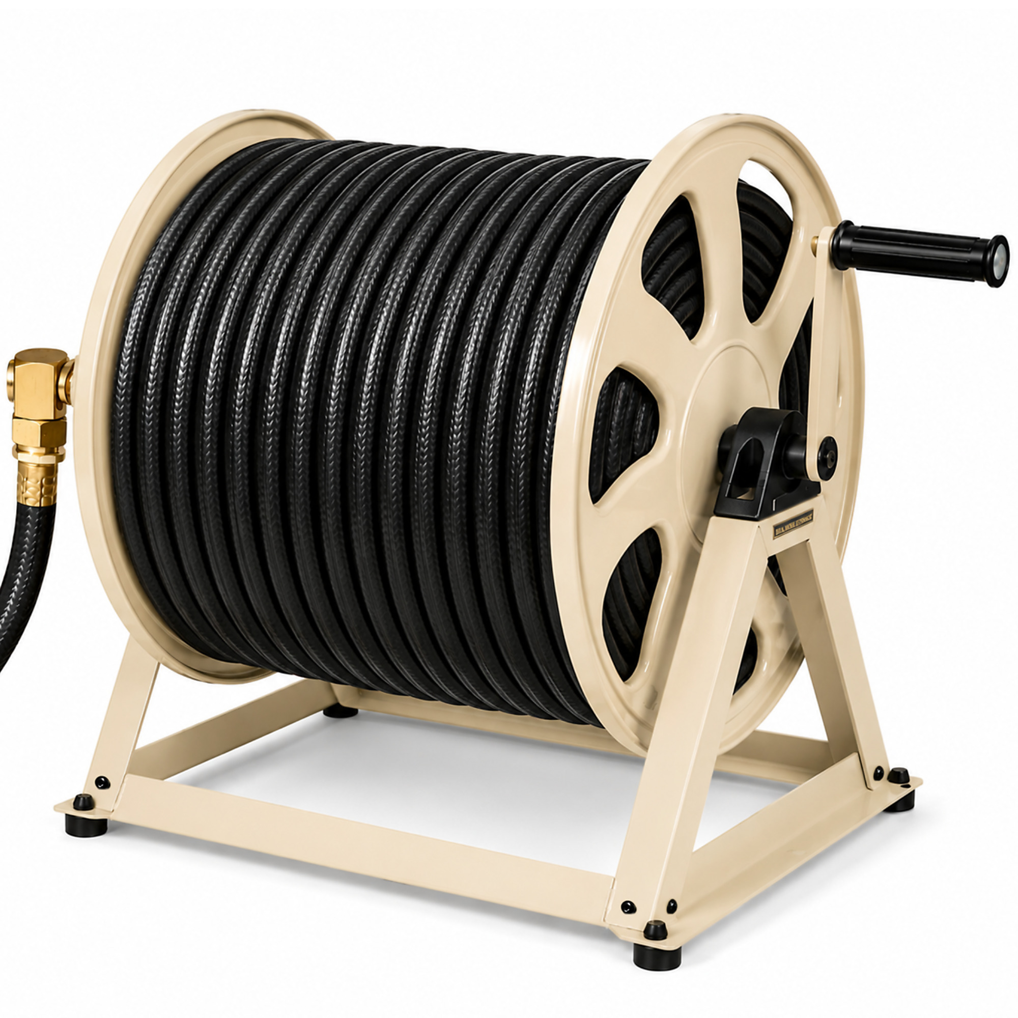 Real Hose Storage Dual Foor and Wall Mount Hose Reel - 200ft Hose Capacity - Tan