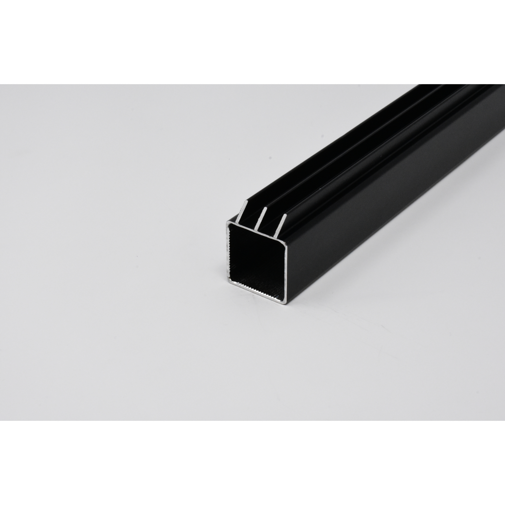 EZTube Lower Sliding Door Track — 12in. x 1in. x 1in., Extruded Aluminum, Black, Fits 1/4in. Panel, Model# 100-240L-BK-1QR-1