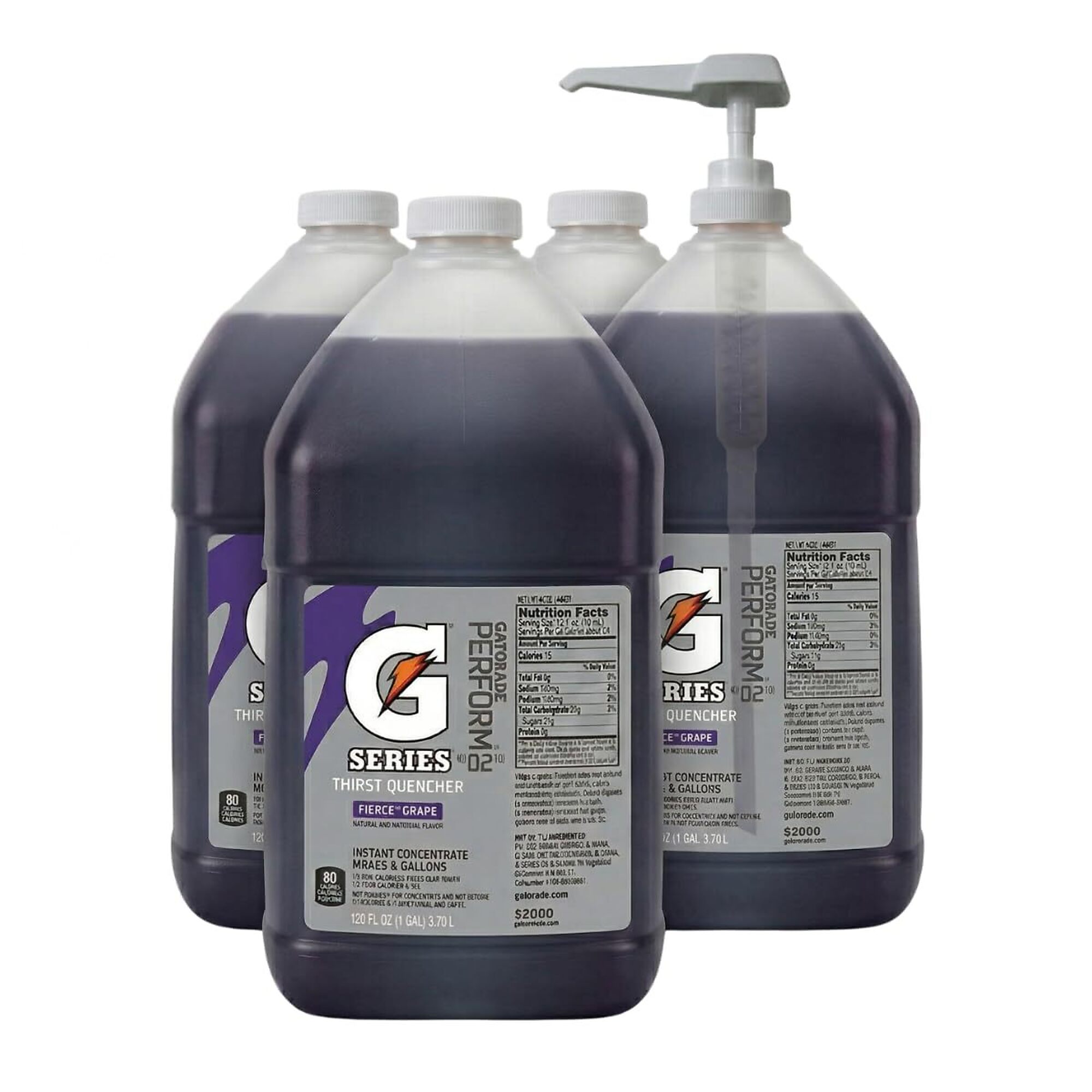 Gatorade Liquid Concentrate Thirst Quencher, Grape, 1 Gallon Bulk Syrup, Case of 4 with Dispenser Pump