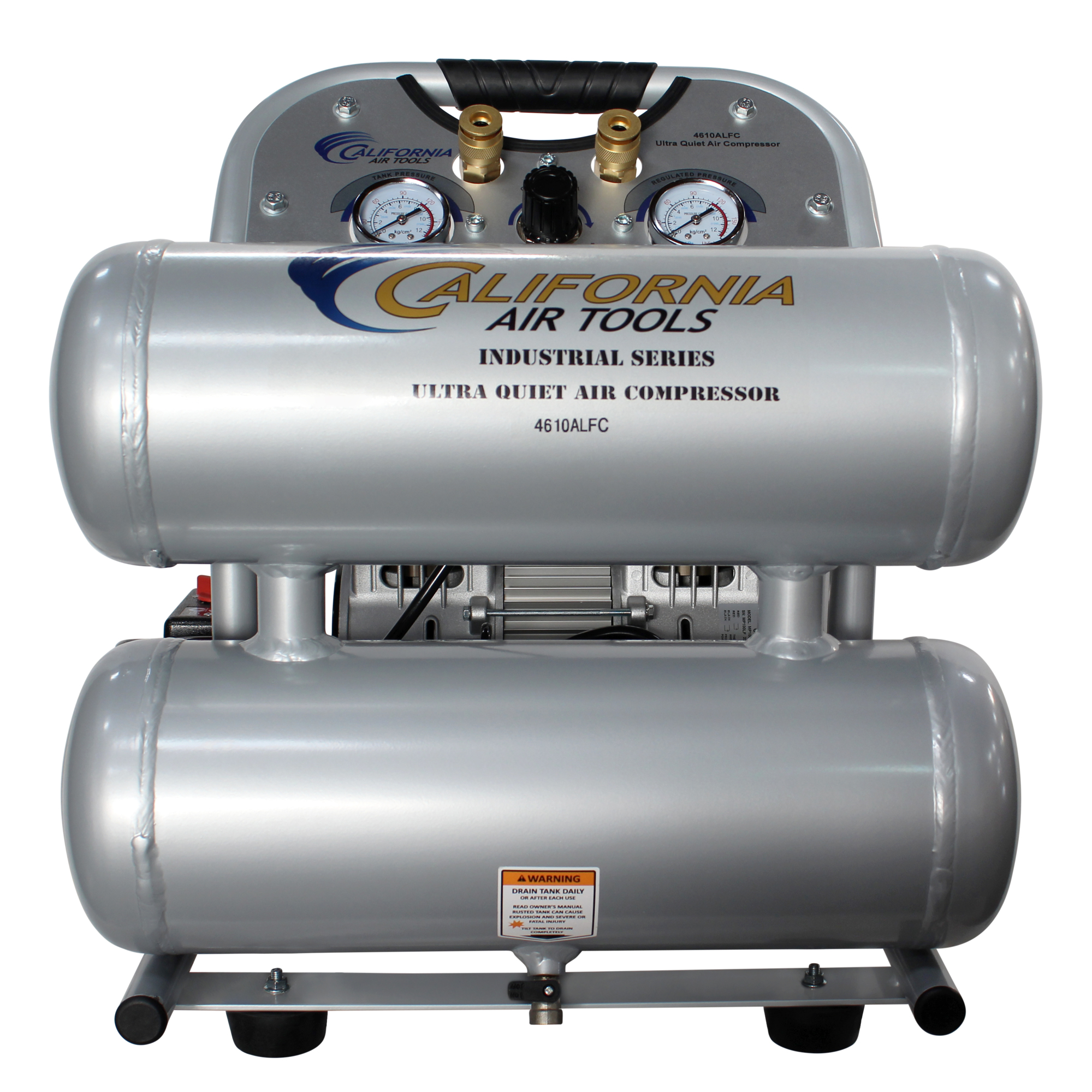 California Air Tools 4610ALFC Ultra Quiet & Oil-Free 1.0 Hp, 4.6 Gal. Aluminum Twin Tank Air Compressor