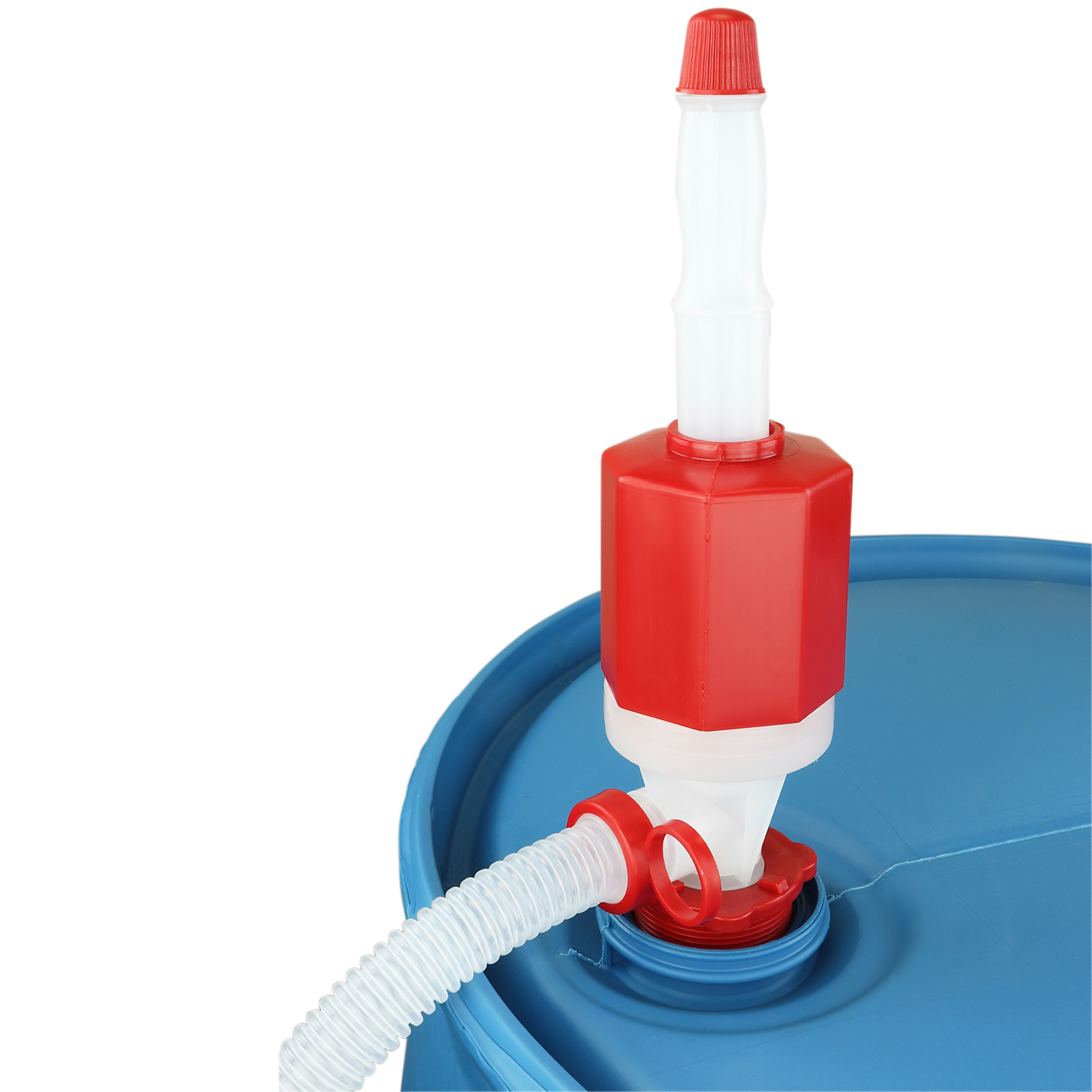 Zee Line Manual Siphon Drum Pump, Compatable with many chemicals, 7 GPM, 48" siphon hose, Polyethylene/Polypropylene/PVC construction, 2" Bung, 1" inlet/outlet, ZE369W