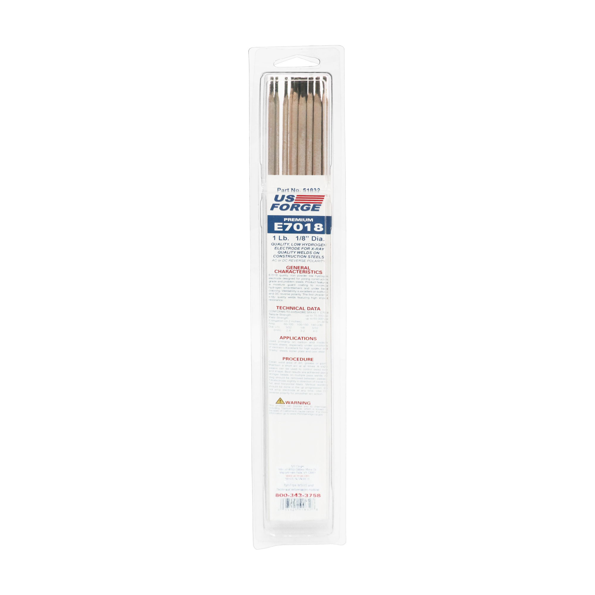 US Forge® 1/8" E7018 Welding Electrode - 1 lbs, Model# 51832