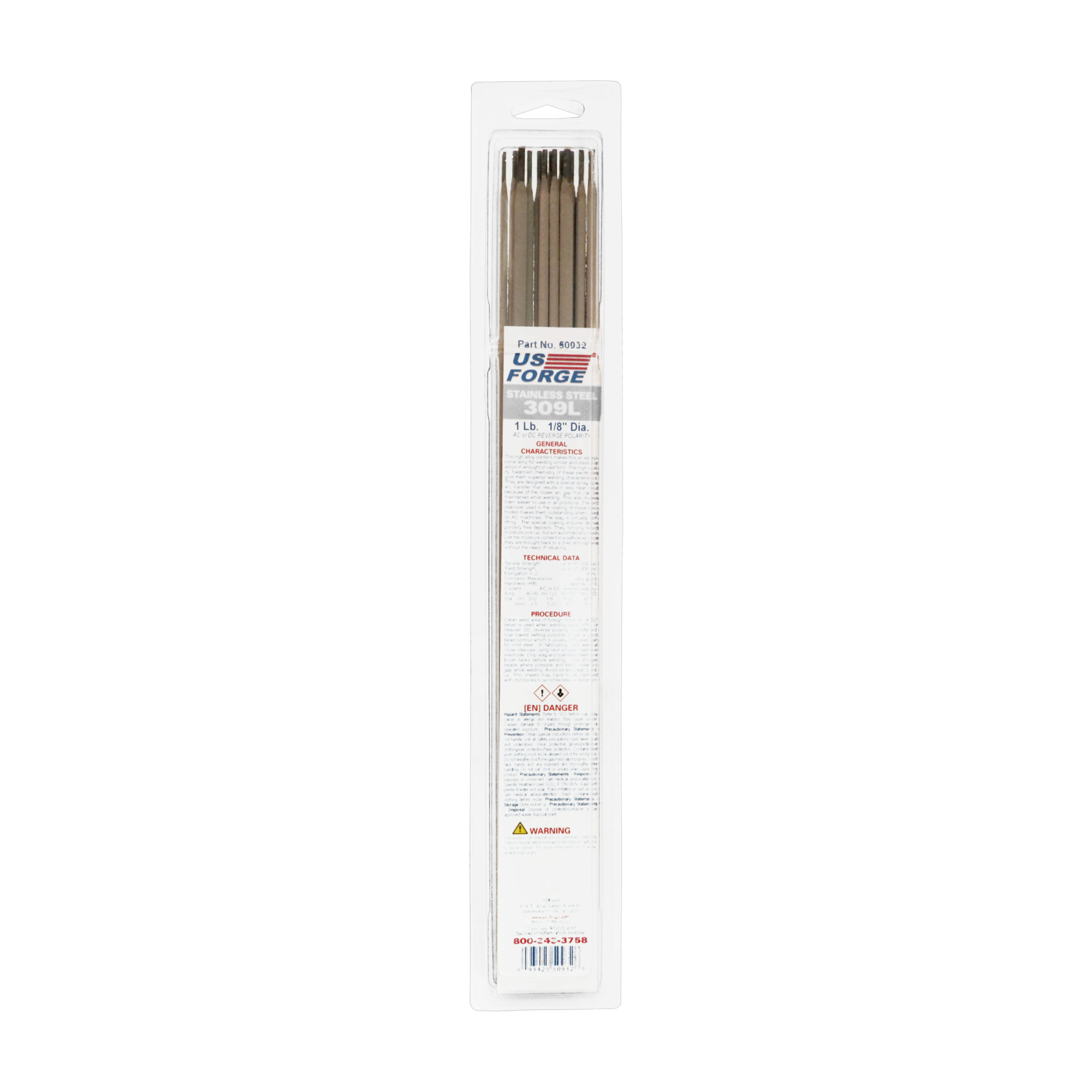US Forge® 1/8" 309L Stainless Steel Welding Electrode - 1 lbs, Model# 50932