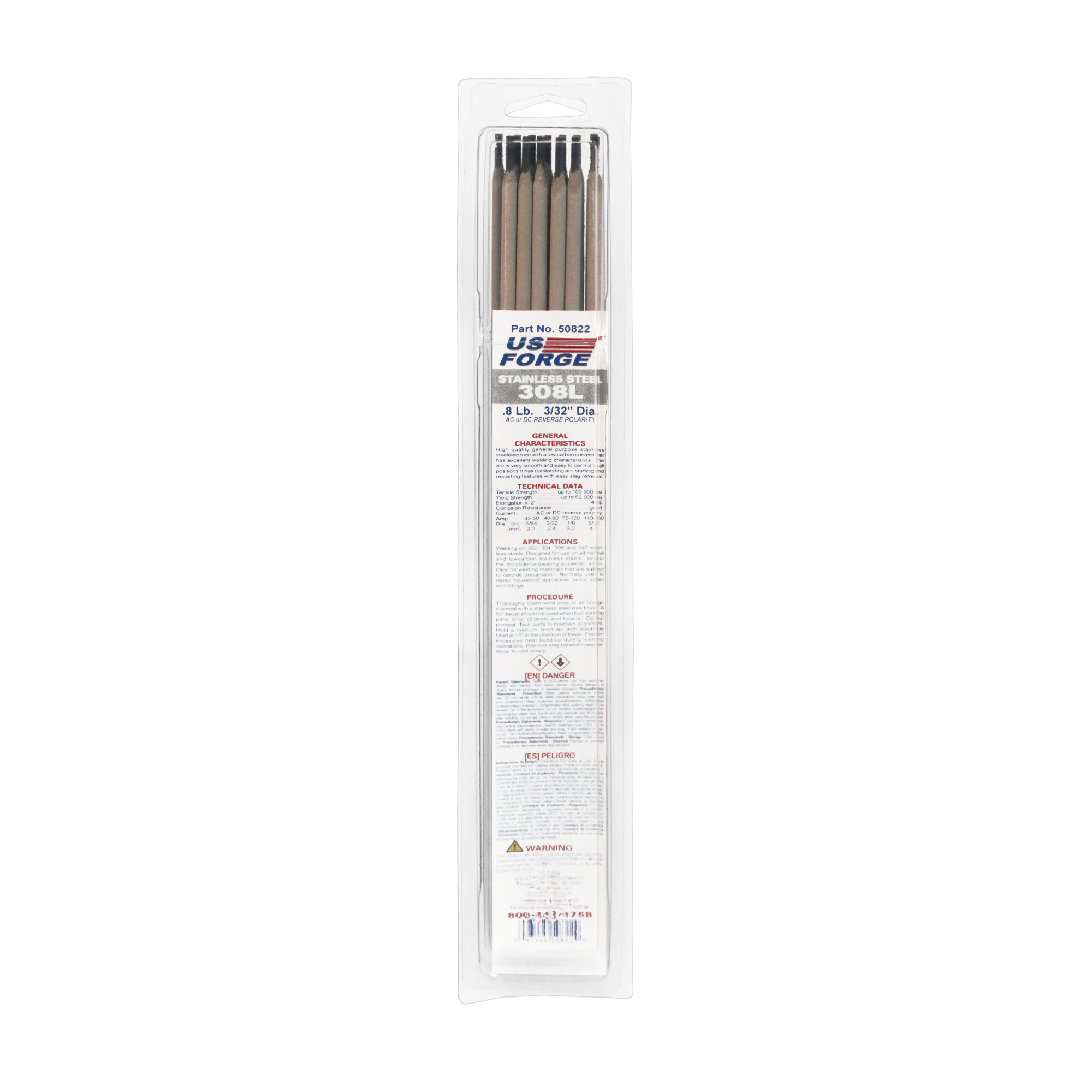 US Forge® 3/32" 308L Stainless Steel Welding Electrode - 0.8 lbs, Model# 50822
