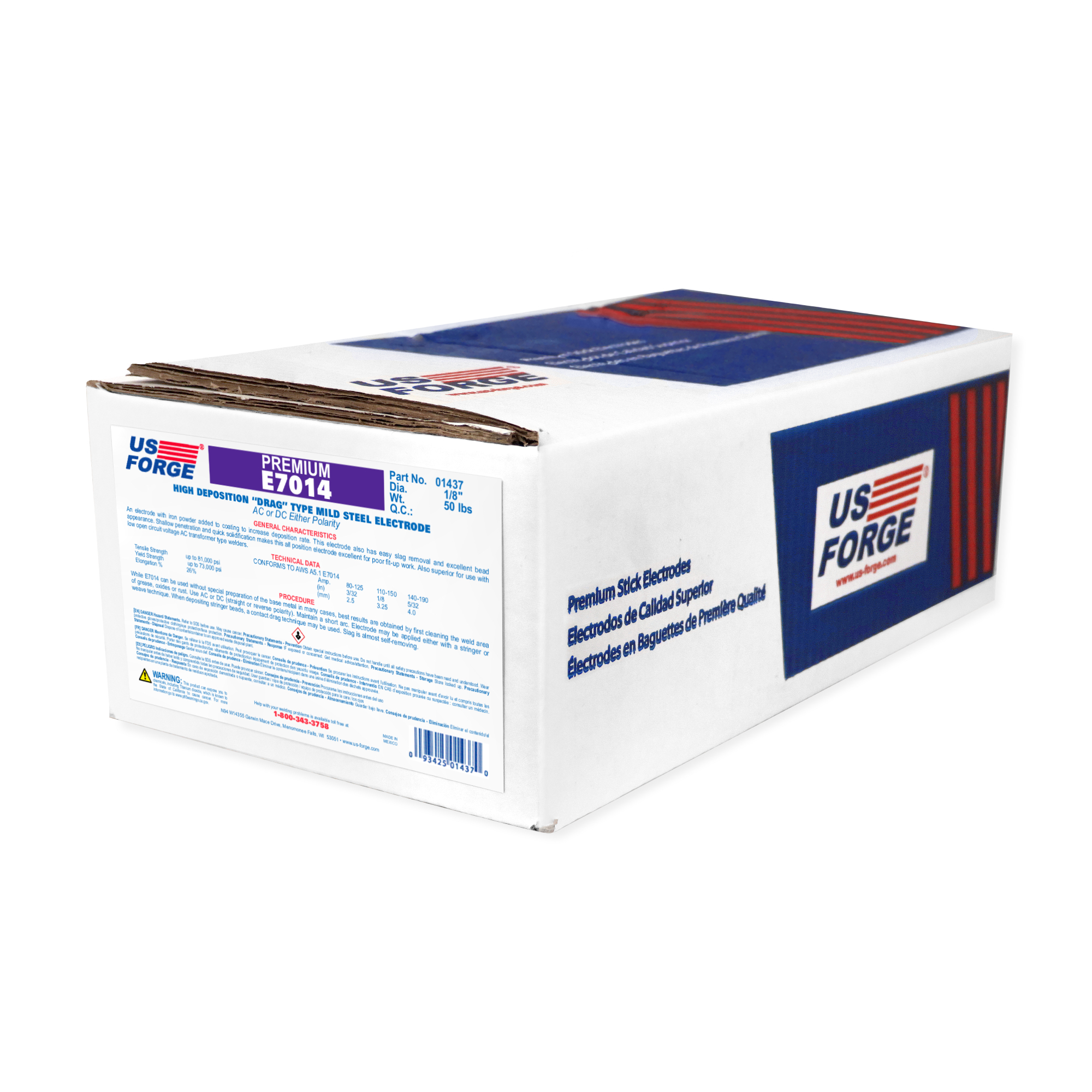 US Forge® 1/8" E7014 Welding Electrode - 50 lbs, Model# 1437
