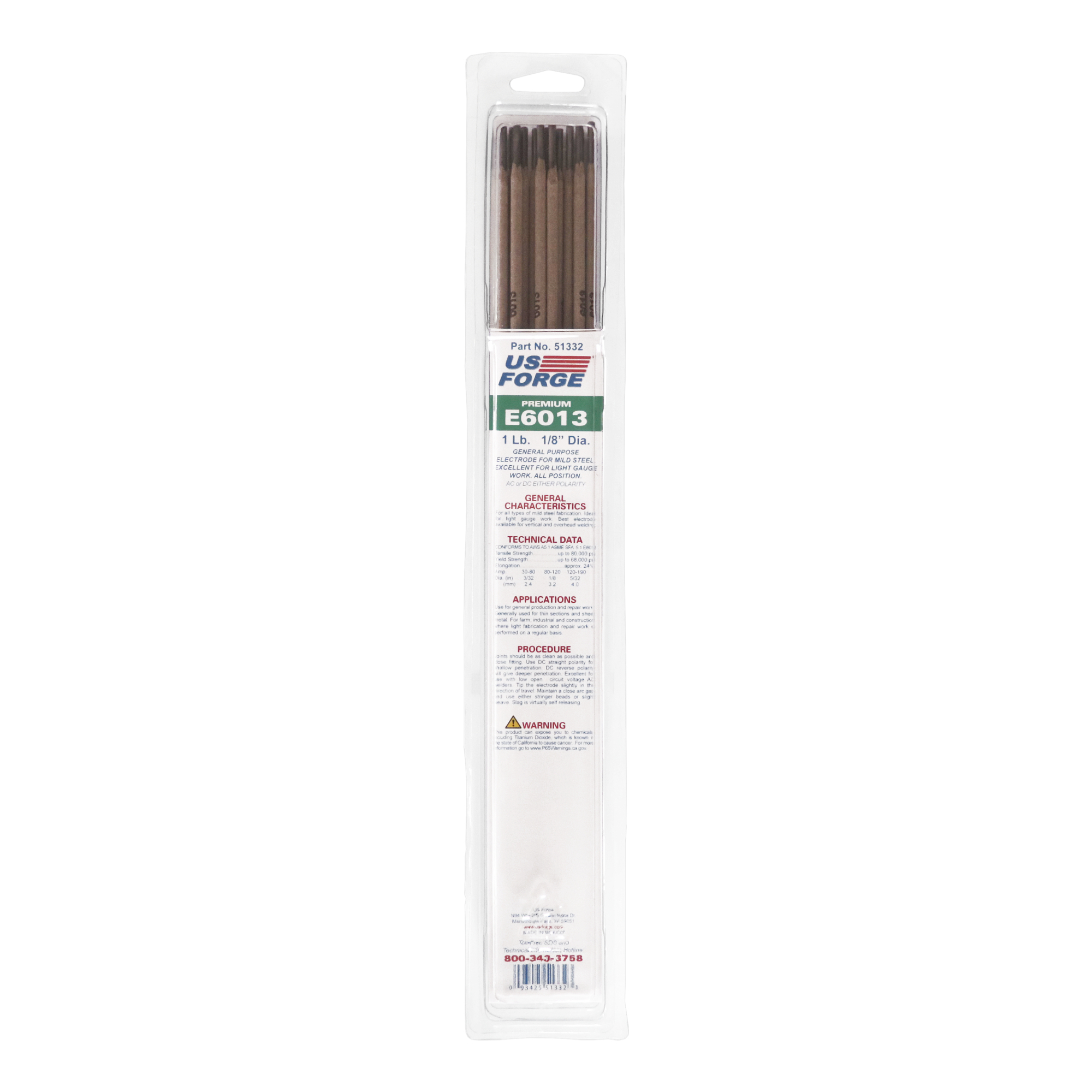 US Forge® 1/8" E6013 Welding Electrode - 1 lbs, Model# 51332