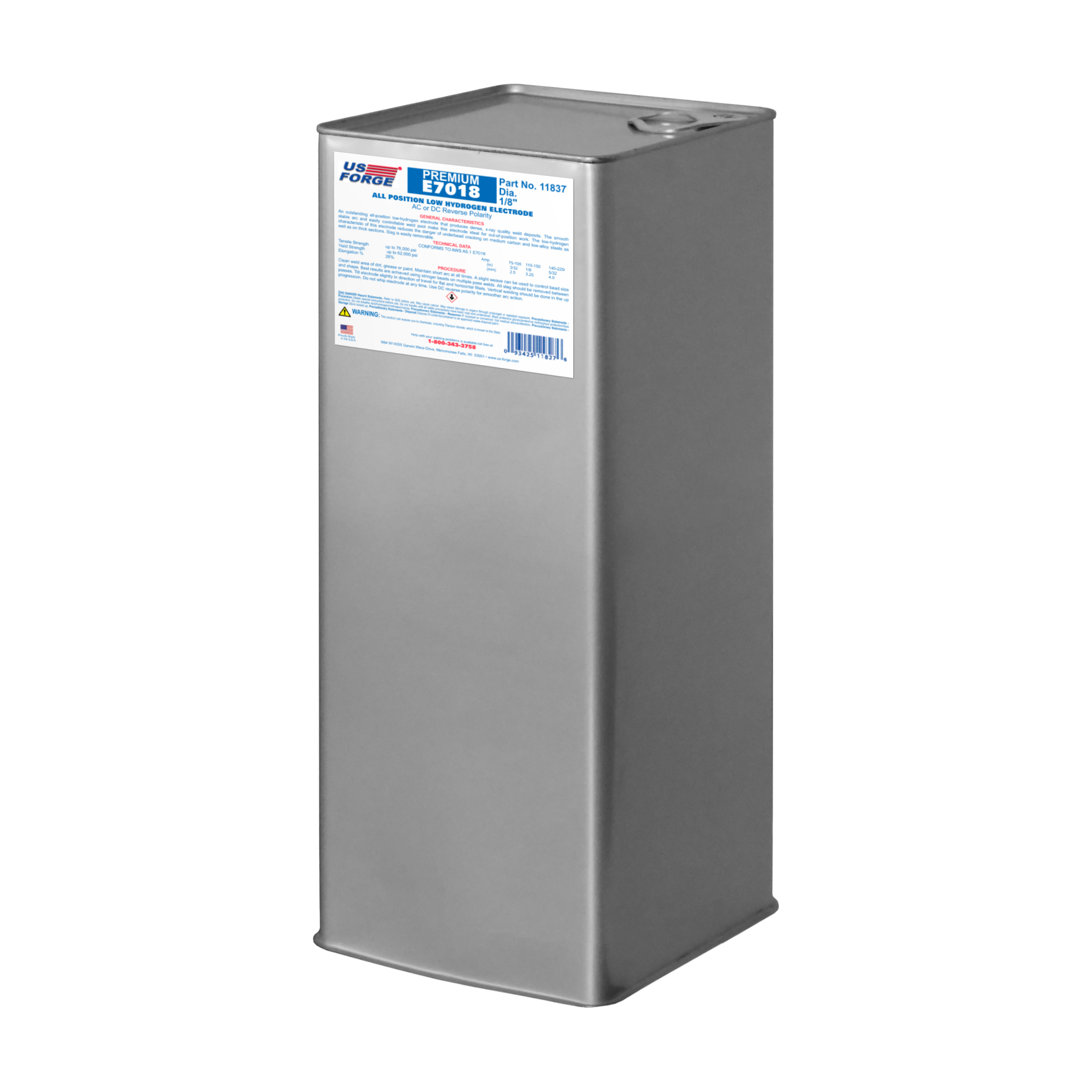 US Forge® 1/8" E7018 Welding Electrode Can - 50 lbs, Model# 11837