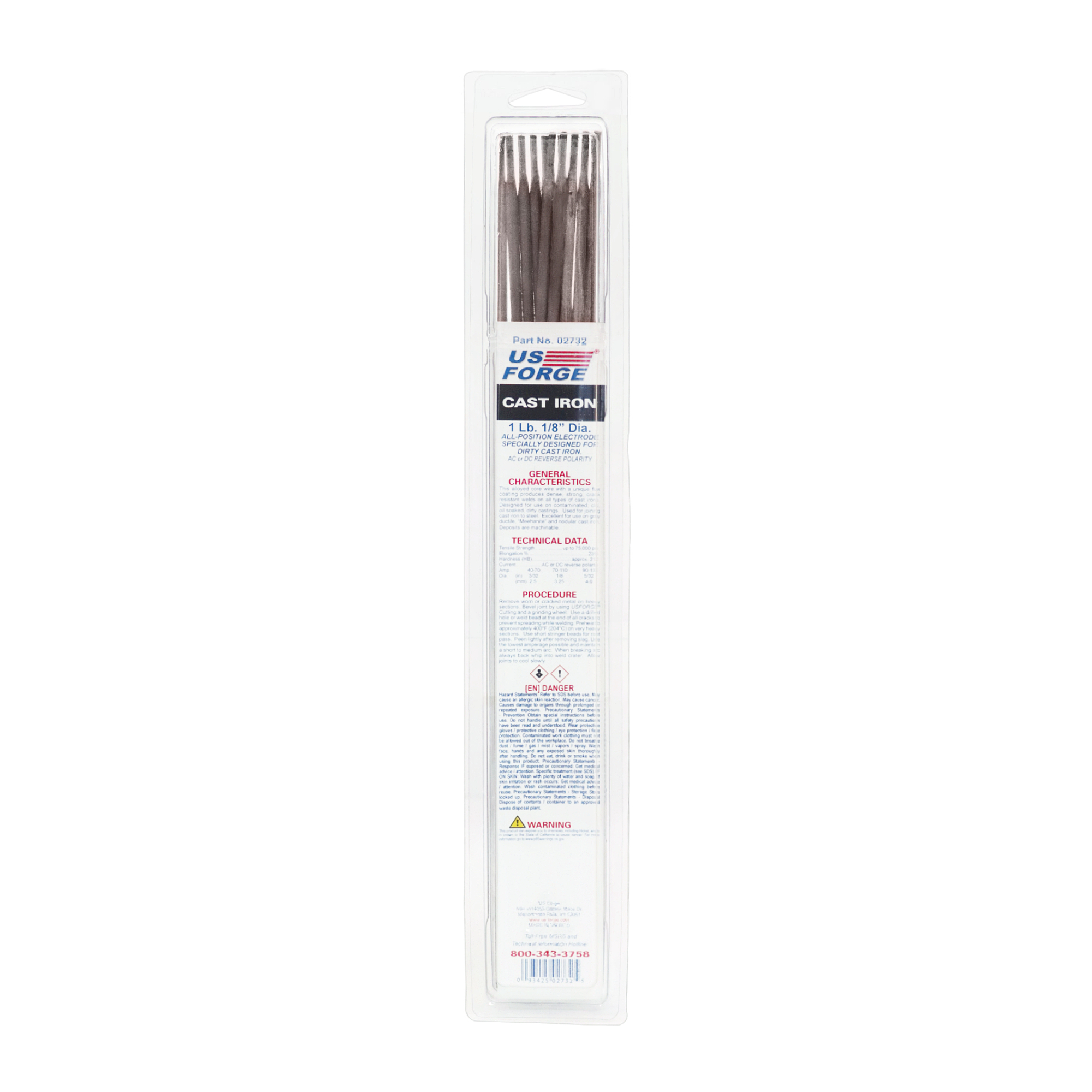 US Forge® 1/8" NI55 Cast Iron Electrode - 1 lbs, Model# 2732