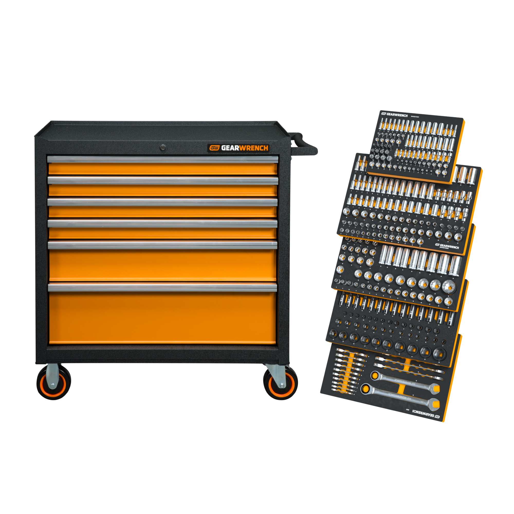358 Piece MEGAMOD Metric Mechanics Tool Set in Modular Foam Trays with Rolling Cabinet