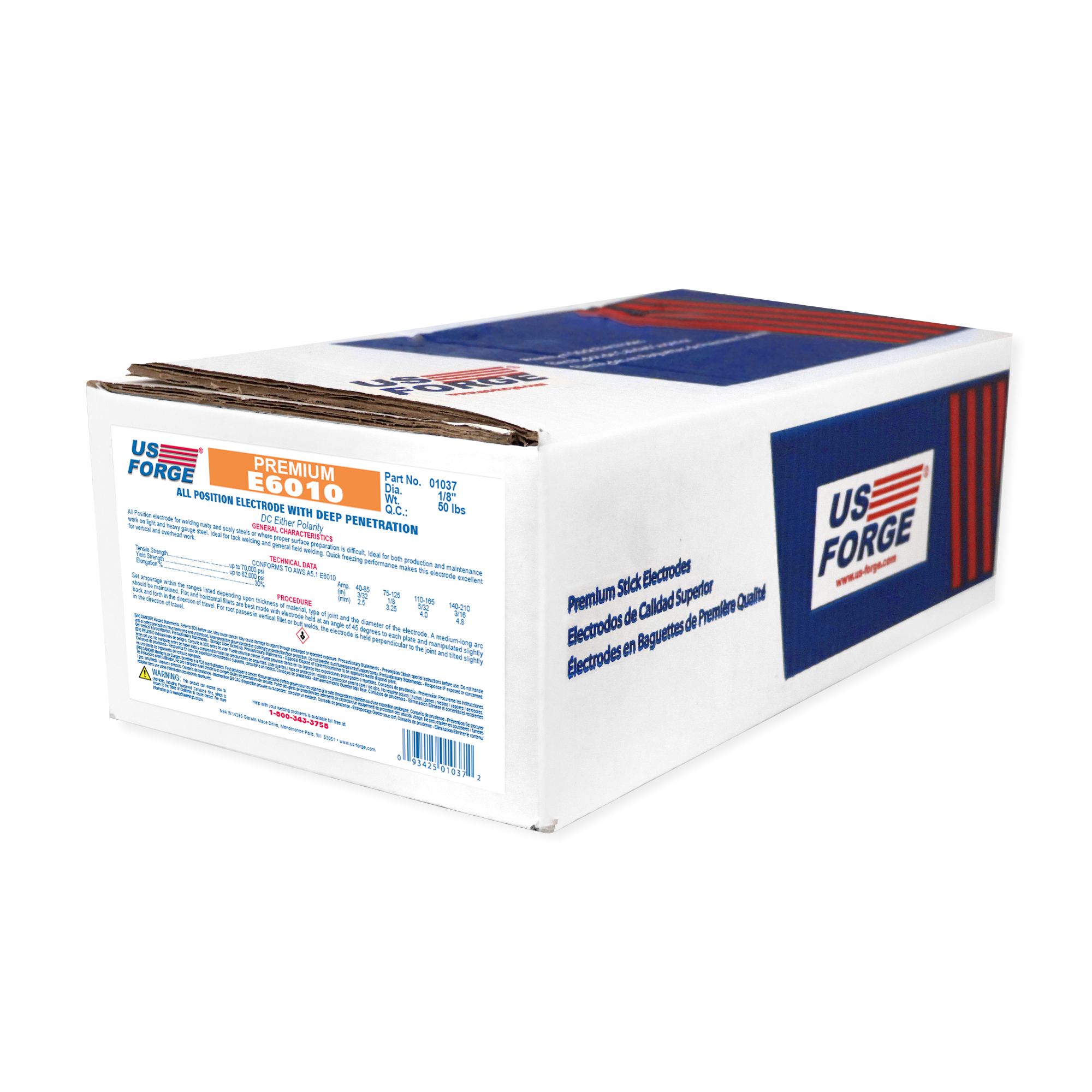US Forge® 1/8" E6010 Welding Electrode - 50 lbs, Model# 1037