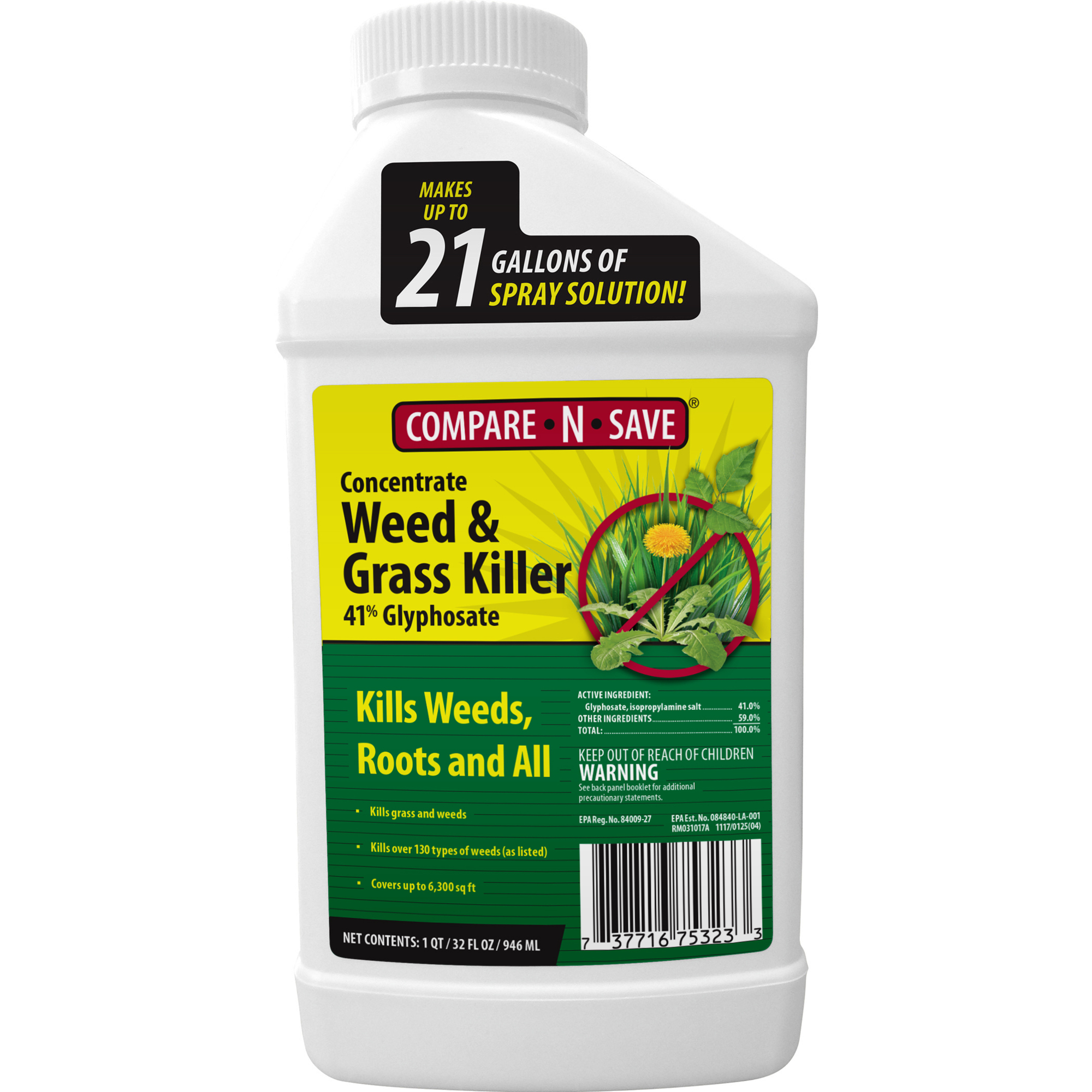 Compare N Save Grass & Weed Killer 41% Glyphosate 32oz - 75323