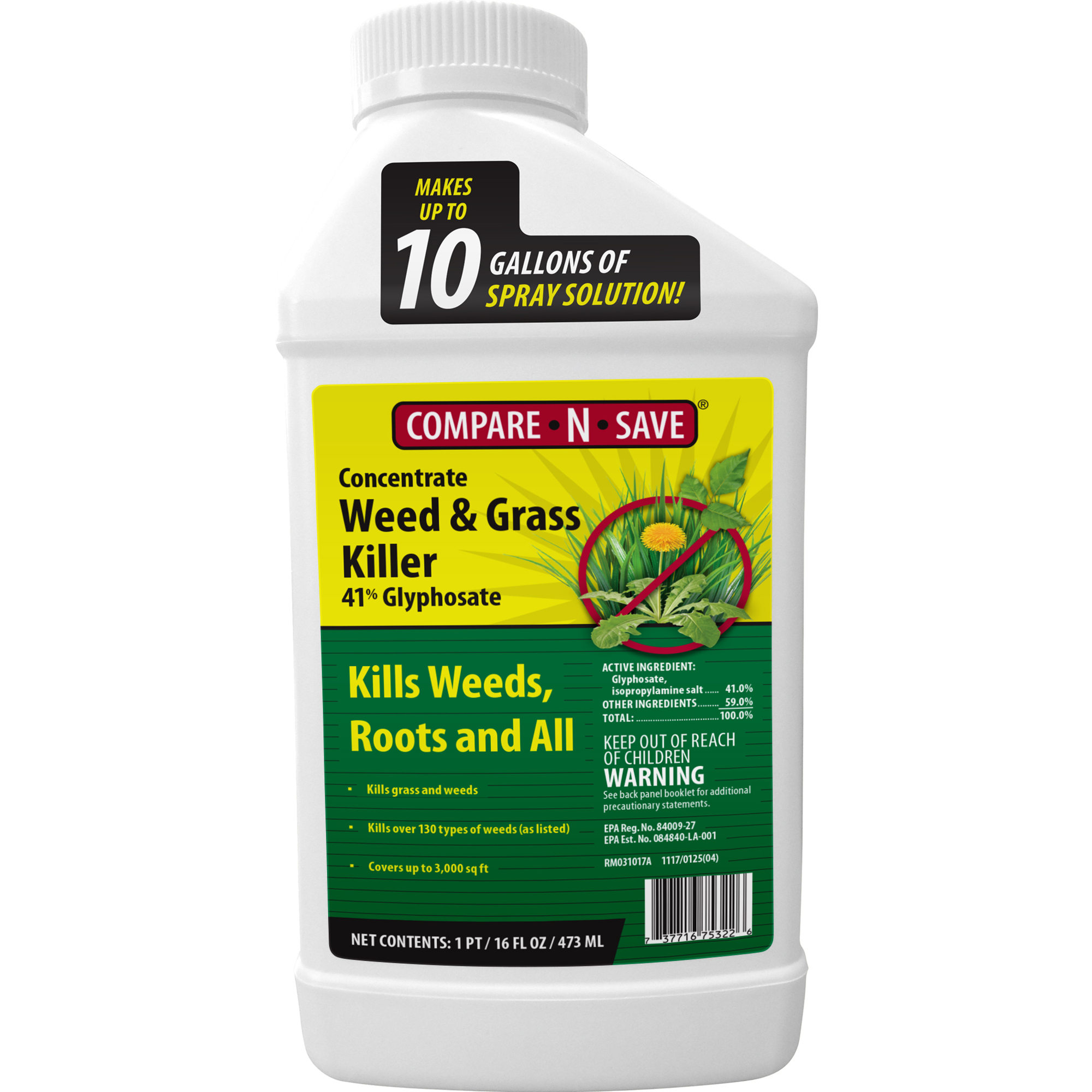 Compare N Save Grass & Weed Killer 41% Glyphosate 16oz -75322