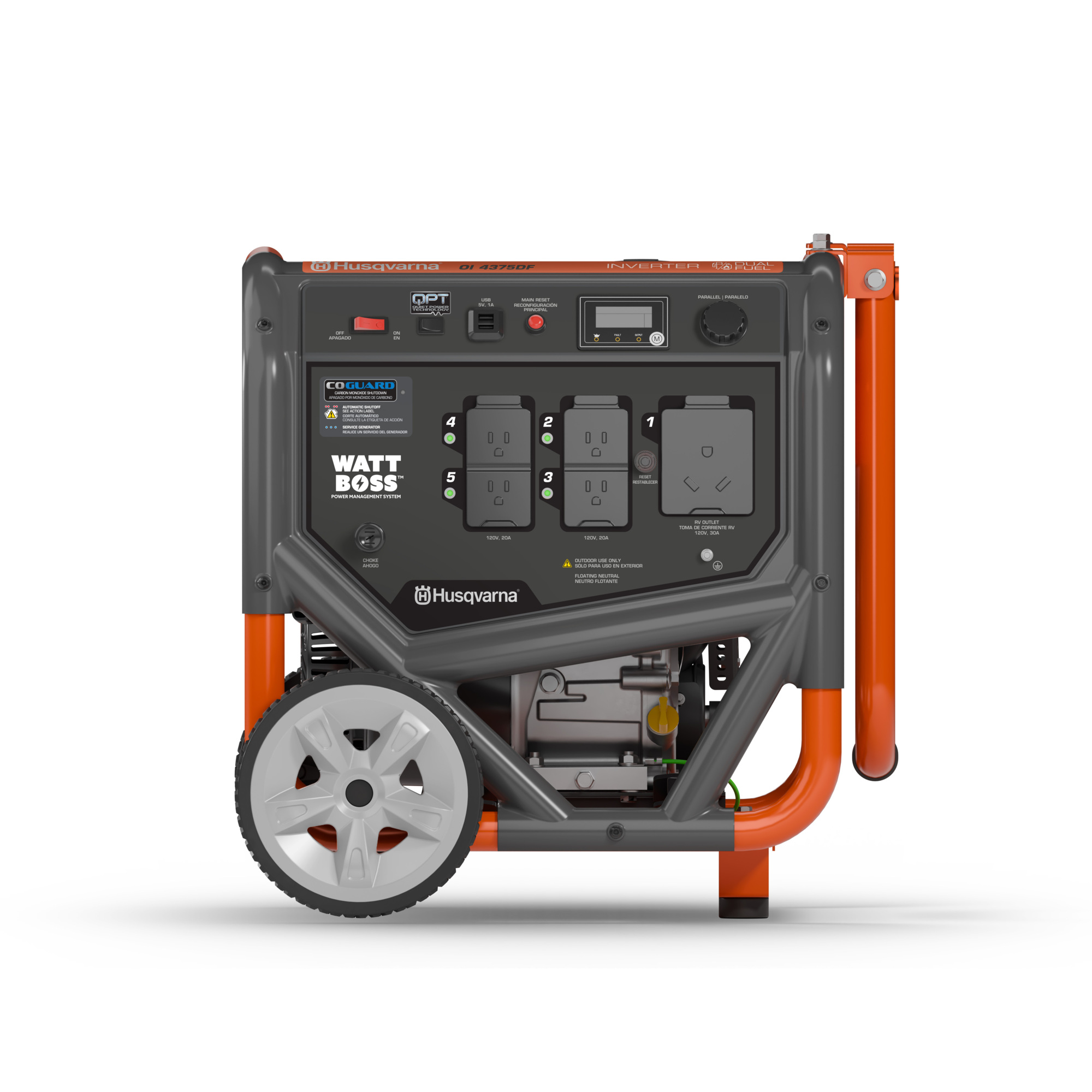 Husqvarna 4375W Dual Fuel Open Frame Inverter Generator - 4375 Starting Watts / 3500 Running Watts, RV Ready, Portable Power, C.A.R.B. Certified, Modle #33038