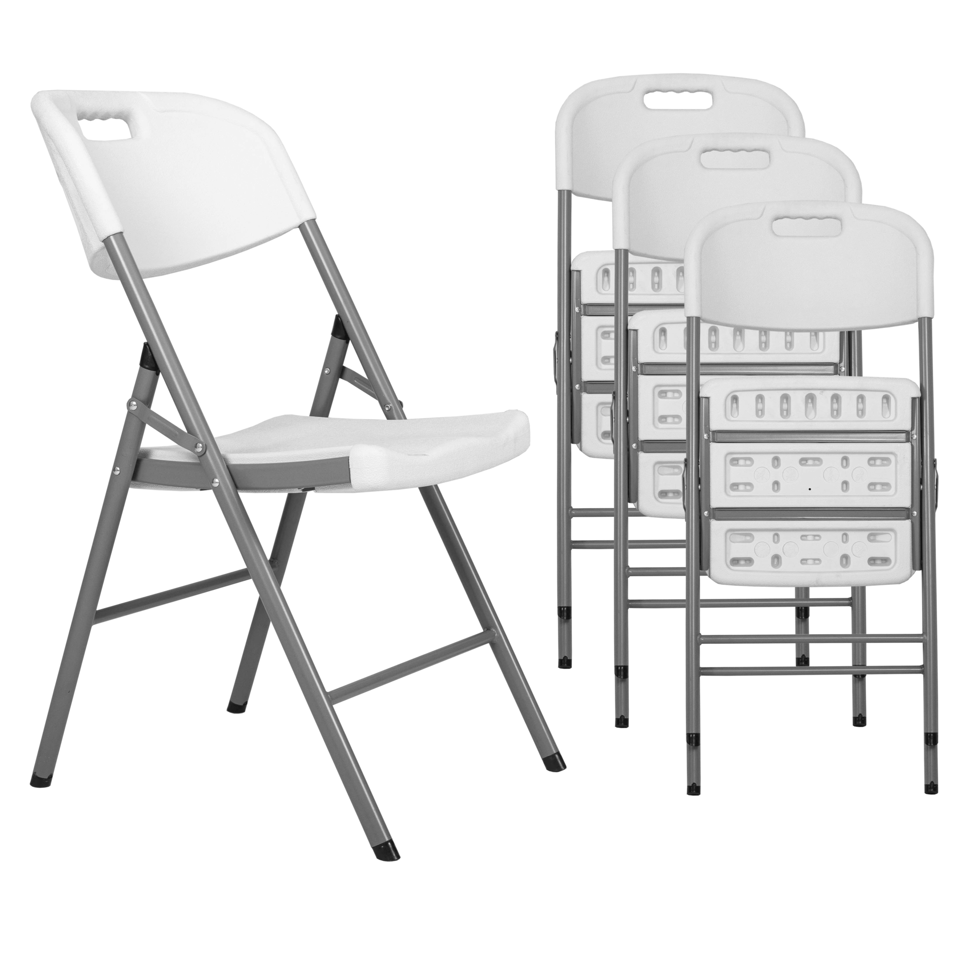 Regency Furniture Trestle Series Rectangular Blow Mold Folding Chair — 4 Pack, Model# 4200WH4PK