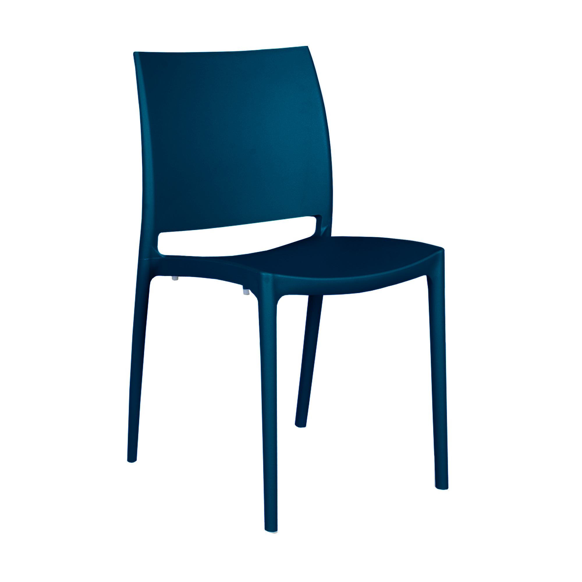 Niche Terrace Plastic Indoor/Outdoor Stacking Chair, for Patio, Cafe, Breakroom, Dining, Event Seating, 4 Pack - Coastal Navy