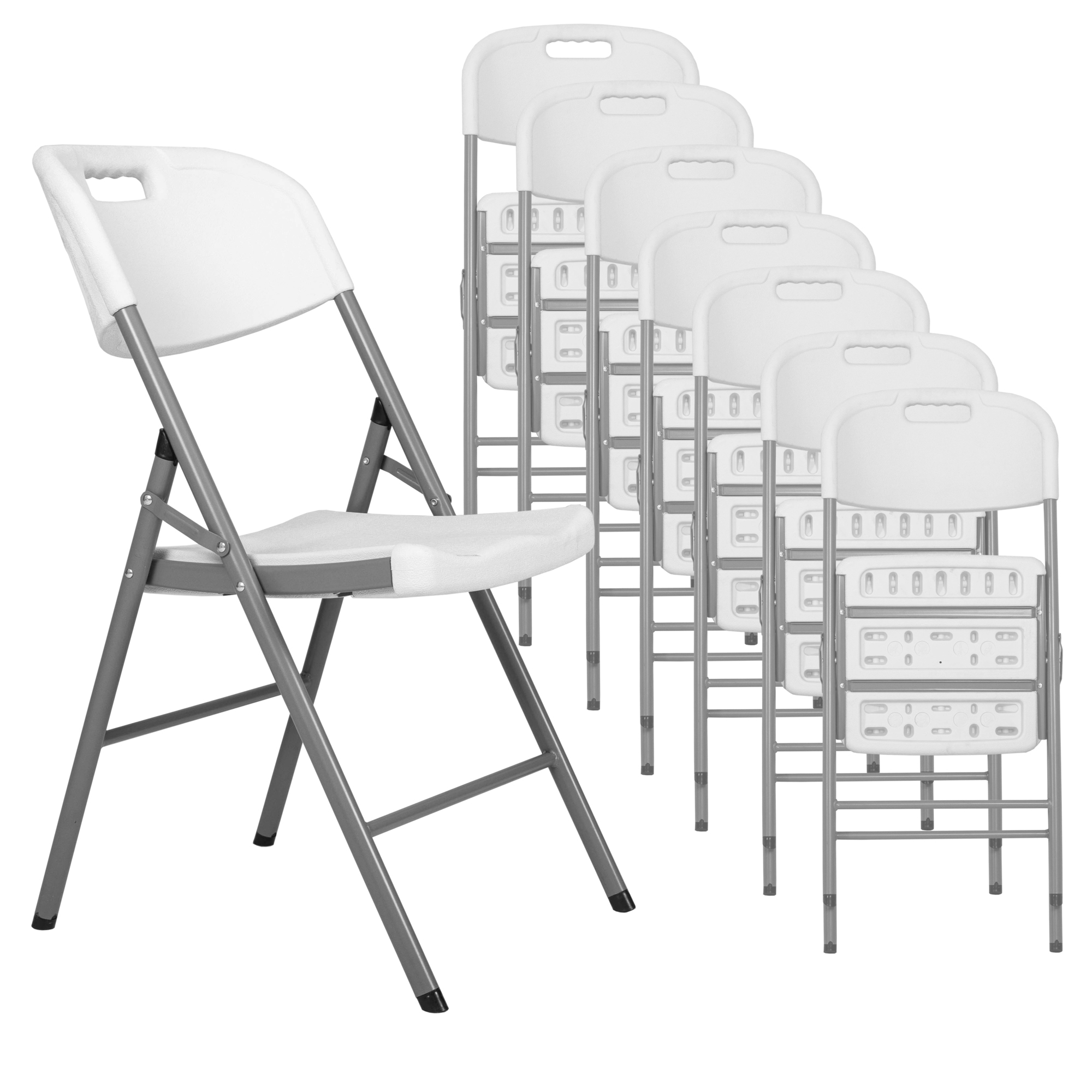Regency Furniture Trestle Series Rectangular Blow Mold Folding Chair — 8 Pack, Model# 4200WH8PK