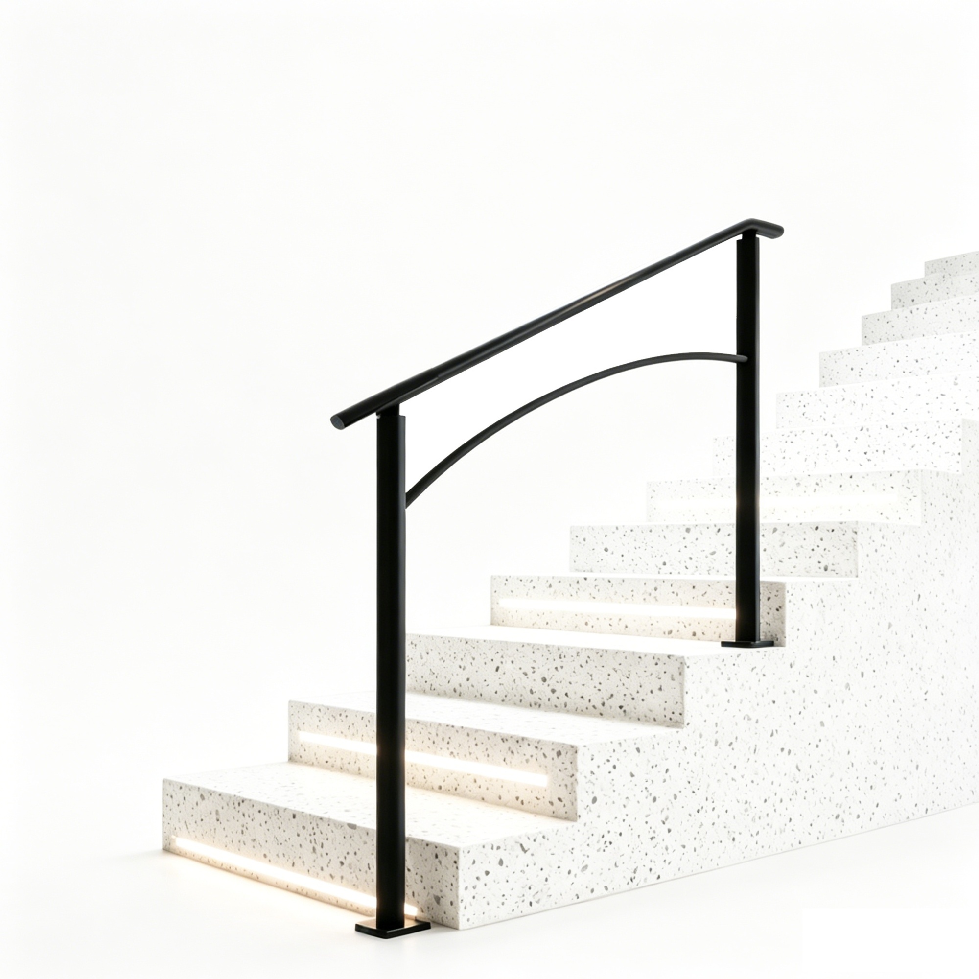 Outdoor Steps Handrails Fit 1 to 3 Steps in Black