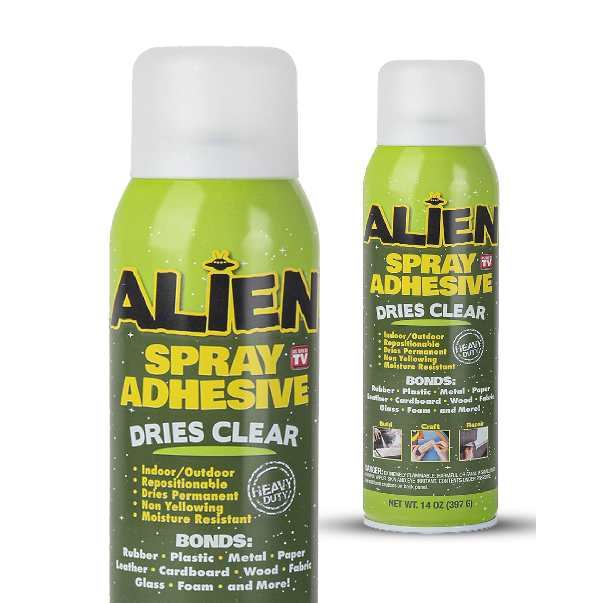Alien Spray Adhesive, 14 oz, Repositionable Bonding Spray, Non-Yellowing, Dries Clear