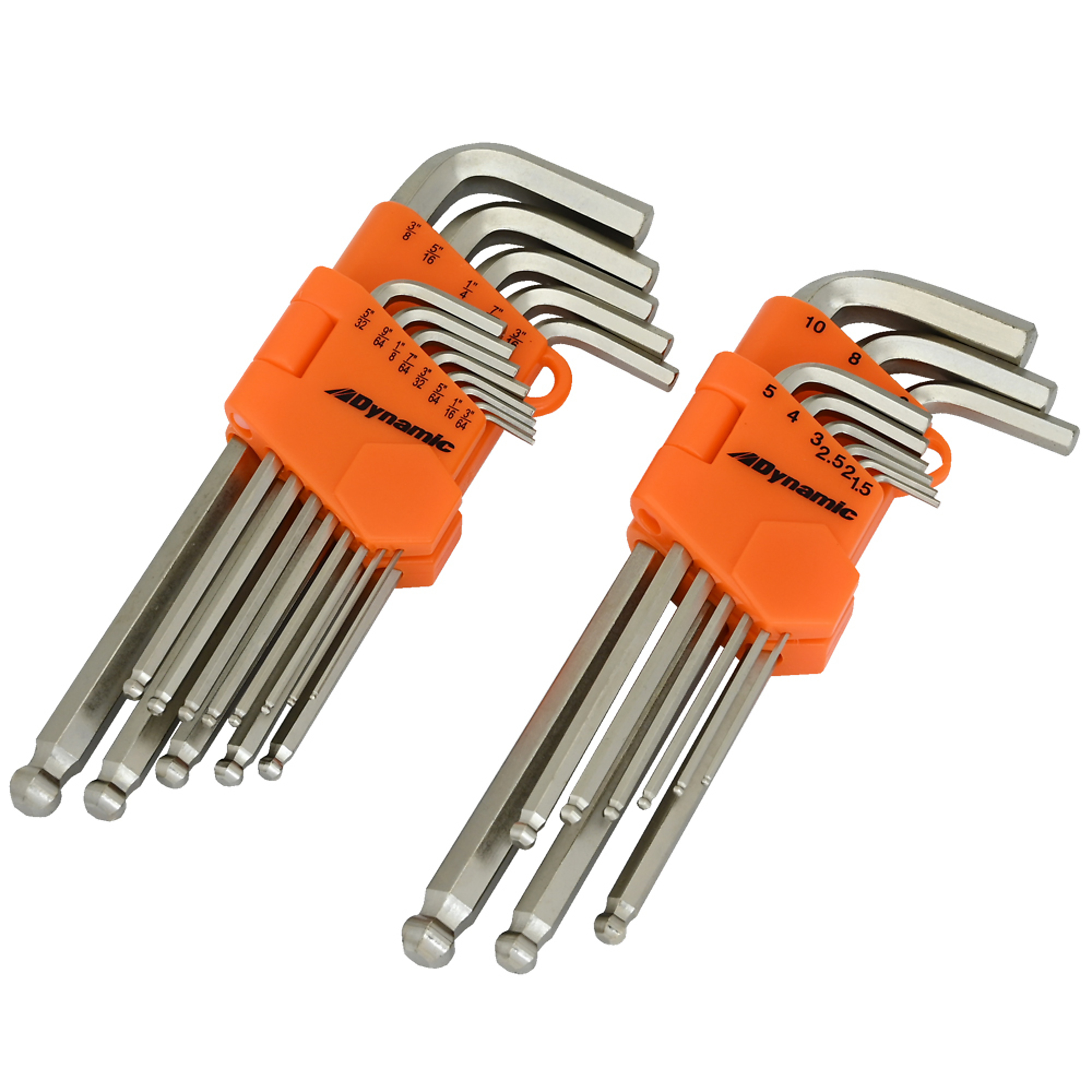 Dynamic Tools 22 Piece SAE and Metric Ball End Long Hex Key Set, 3/64" - 3/8" and 1.5mm - 10mm