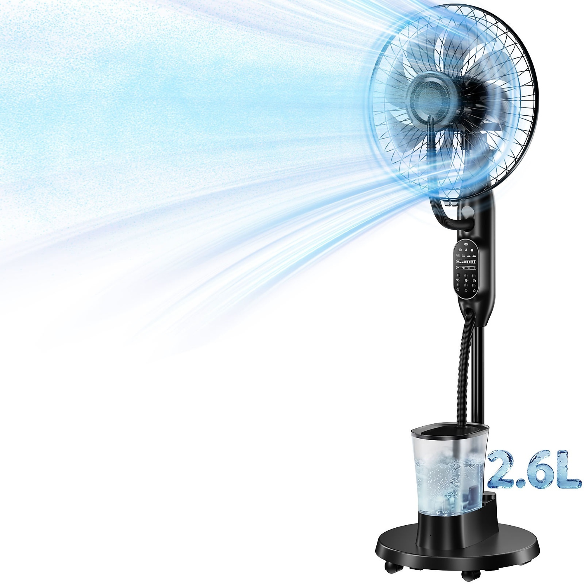 EdenDirect Misting Standing Fan — 16 Inch, 3 Modes, 9 Speeds, Ultrasonic Humidifier, 0.5?7H Timer, 0.7 Gallon Water Tank, For Bedroom Living Room Office