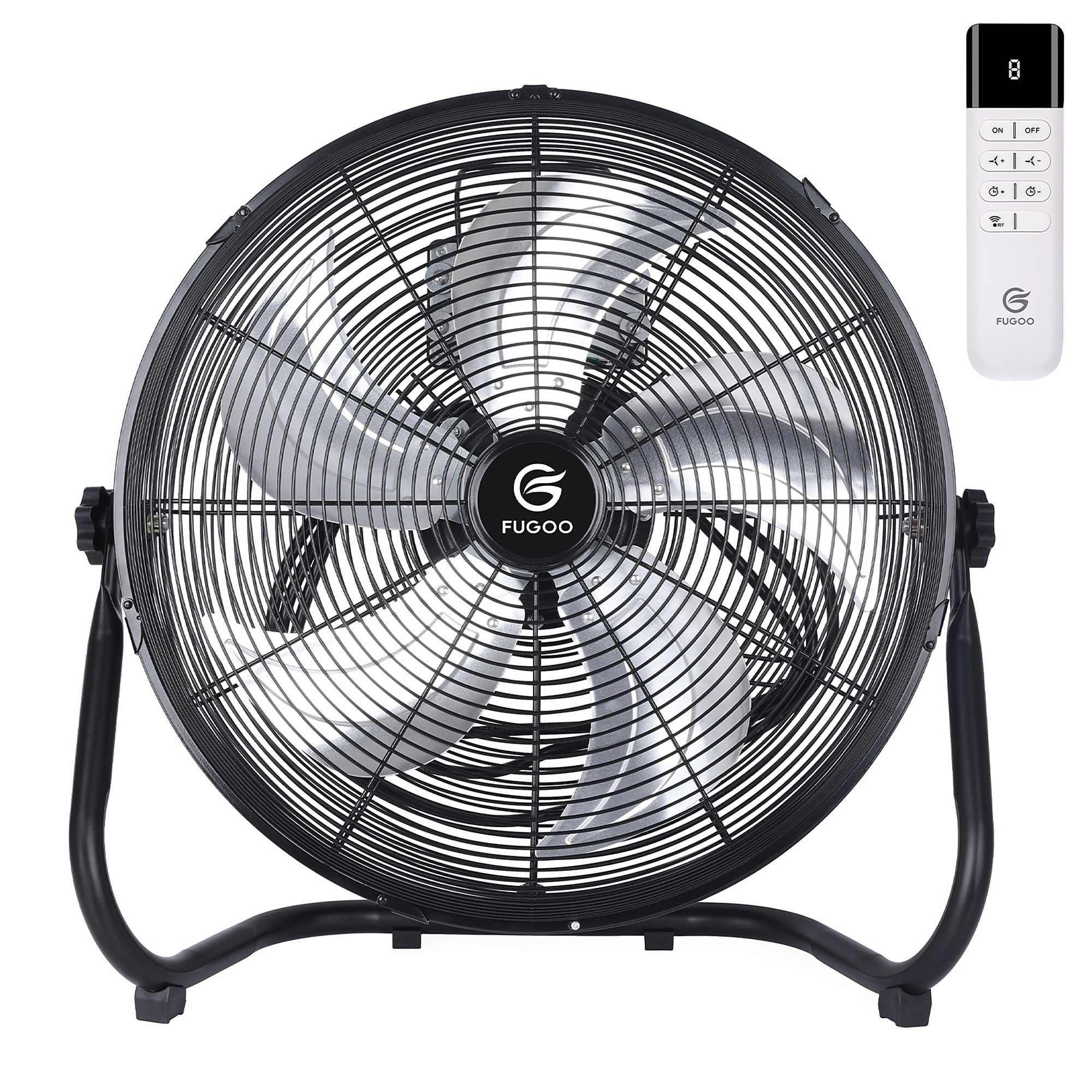 EdenDirect High Velocity Floor Fan — 20in., 4000 CFM, 8 Speeds, 360° Tilt, Quiet 35-65dB, Remote, Model# NTE-FFL450R