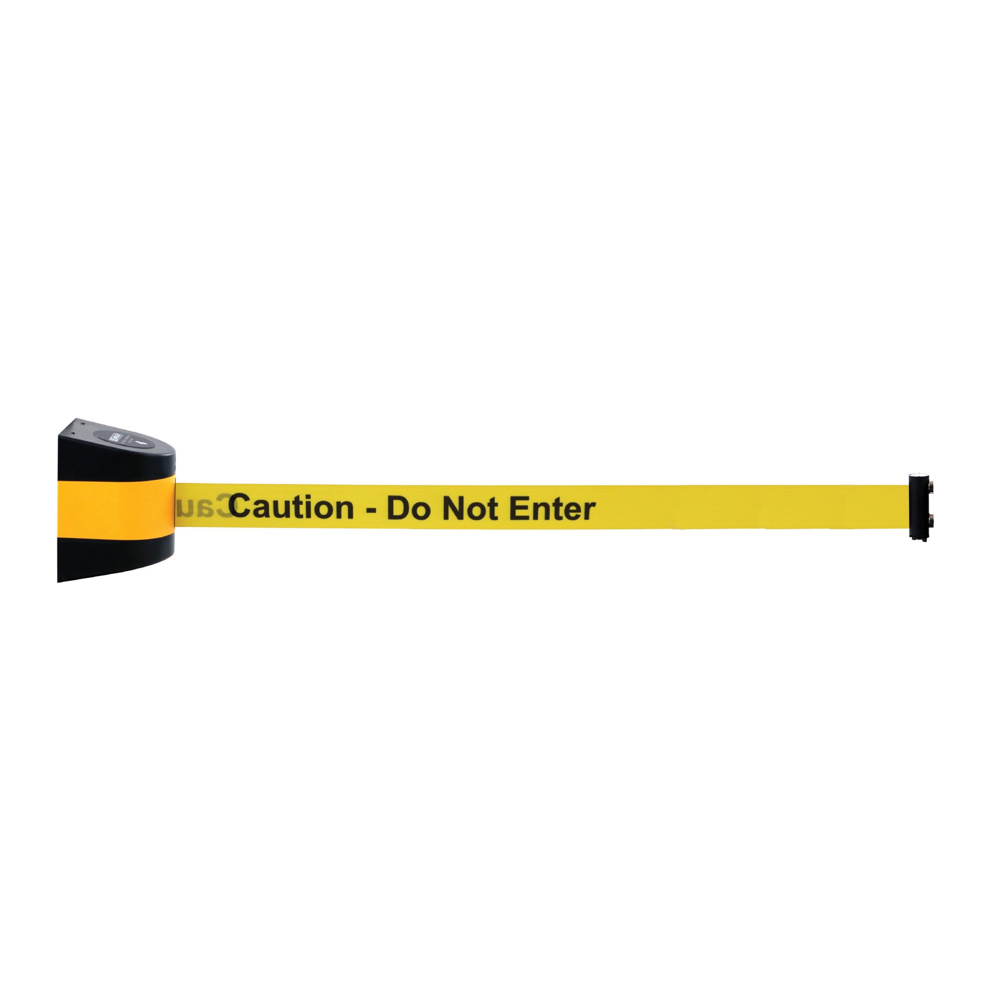 US Weight, Black/Yellow Magnetic Wall Mount Retractable Belt Barrier, 33' Caution - Do Not Enter Belt, Qty (1), Model # U2504DNE