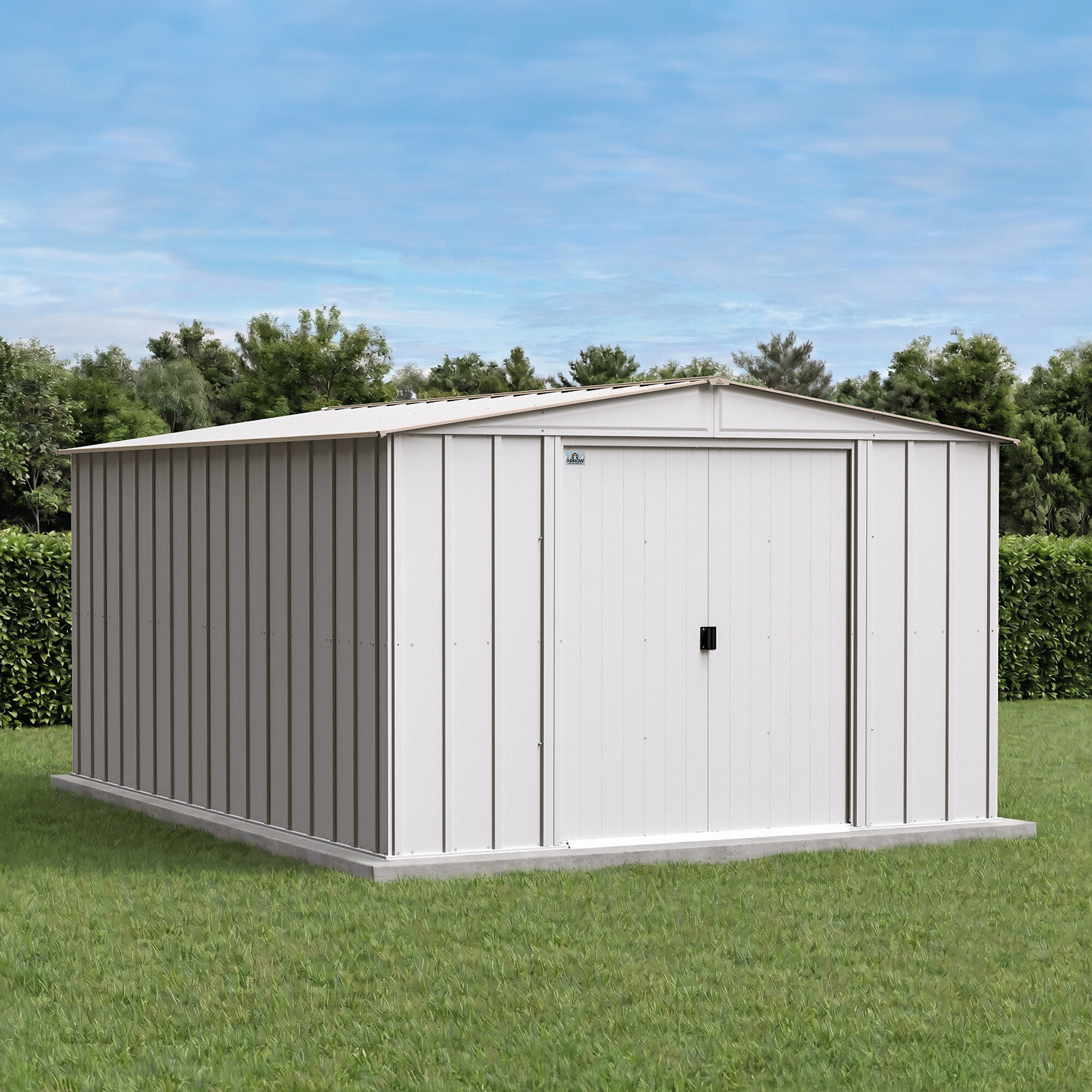 CLG1014EG Arrow Classic 14 x 10 x 6 ft Eggshell Steel Storage Shed