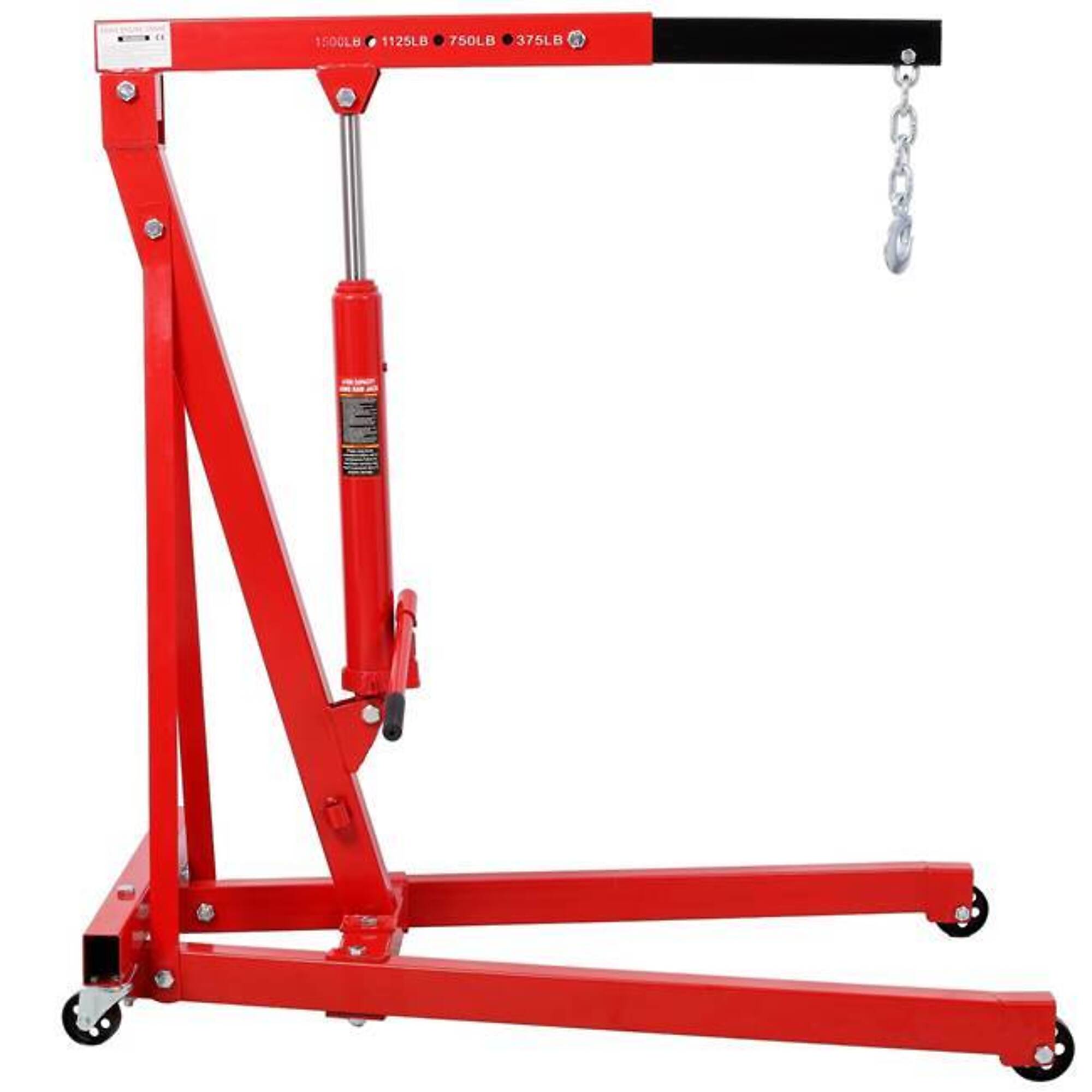 1500 lbs. Folding Engine Shop Crane Hoist Lift, red, BAC-W465P156682