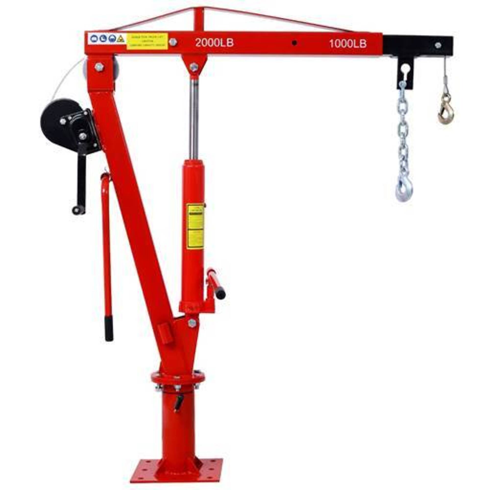 Hydraulic Pickup Truck Crane with Hand Winch, 2000 lb. capacity, red, BAC-W465S00041