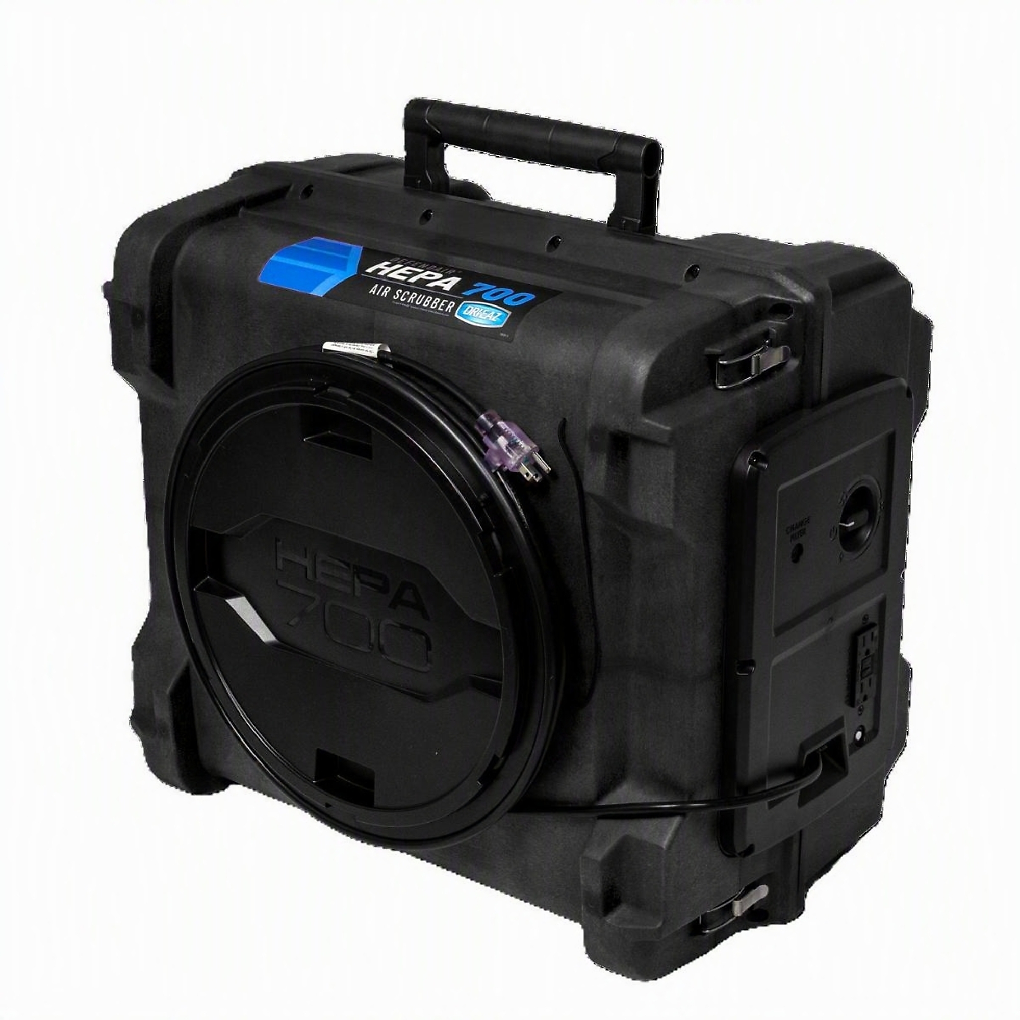 Dri-Eaz, Defendair HEPA 700 Air Scrubber BLACK, Model # 129134 captures 99.99% of airborne particles as small as 0.1 microns including mold spores, dust, and fine particulates at variable airflow rates from 275 to 700 CFM.