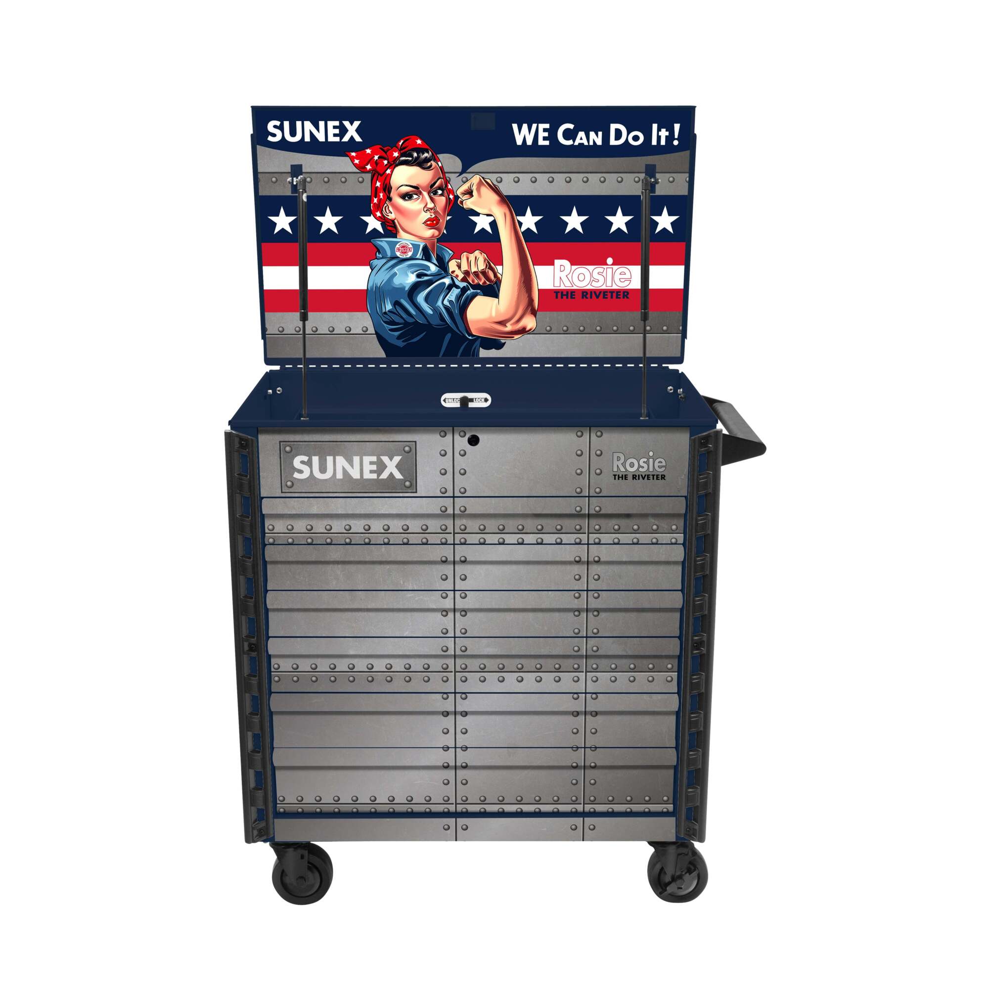 SUNEX TOOLS, Model #8056FDBLROSIE - Premium Full Drawer Service Cart - Rosie