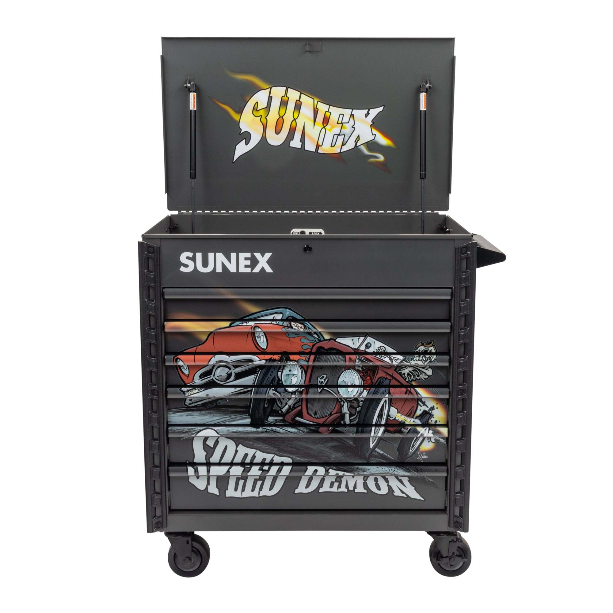 SUNEX TOOLS, Model #8056FDSPEED - Tony Squindo Speed Demon Full Drawer Cart - GRY