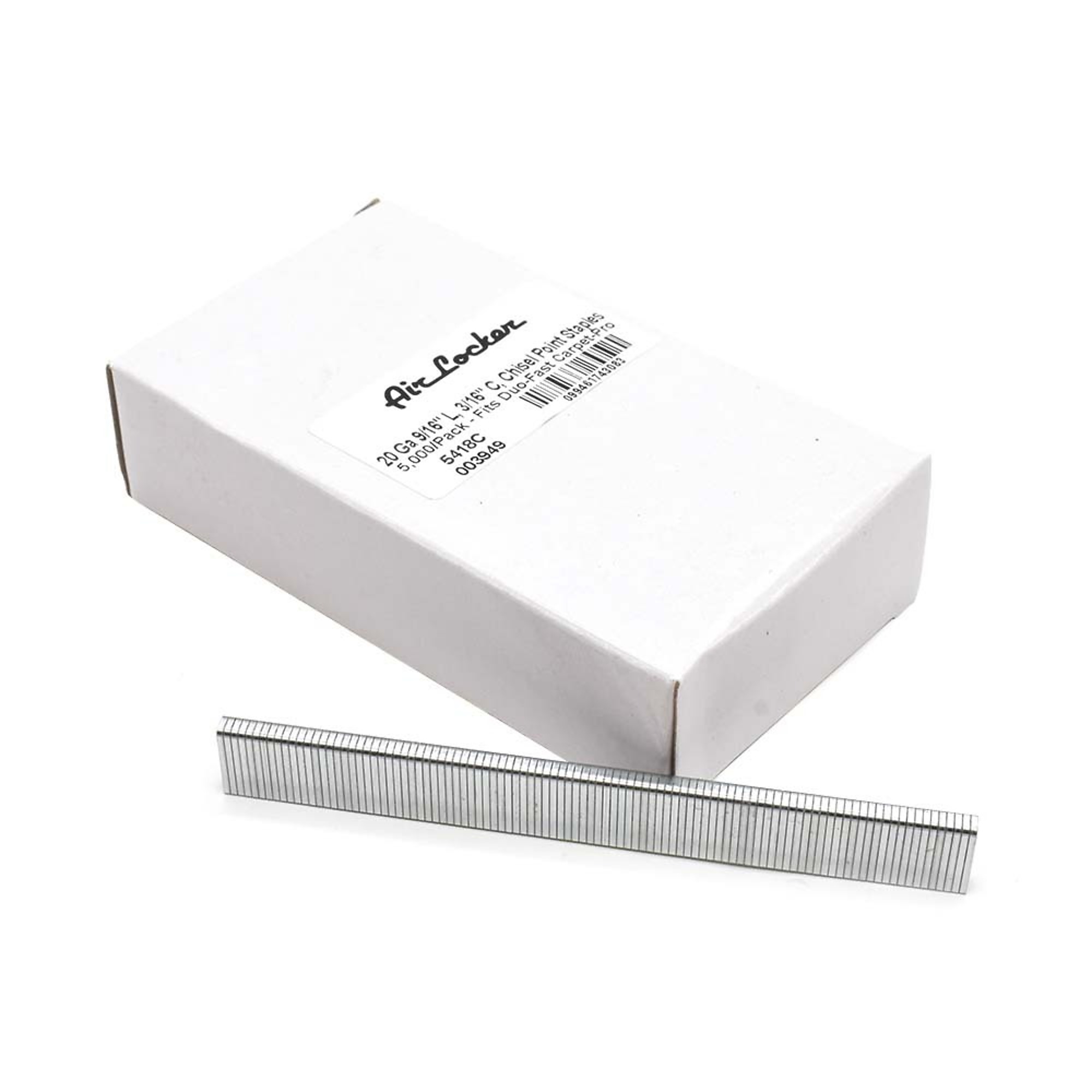 Air Locker 5418C 20 Gauge 9/16-Inch Length, 3/16-Inch Crown, Chisel Point Staples - 5,000/Pack - Fits Duo-Fast Carpet-Pro Replaces Duo-Fast 5418C