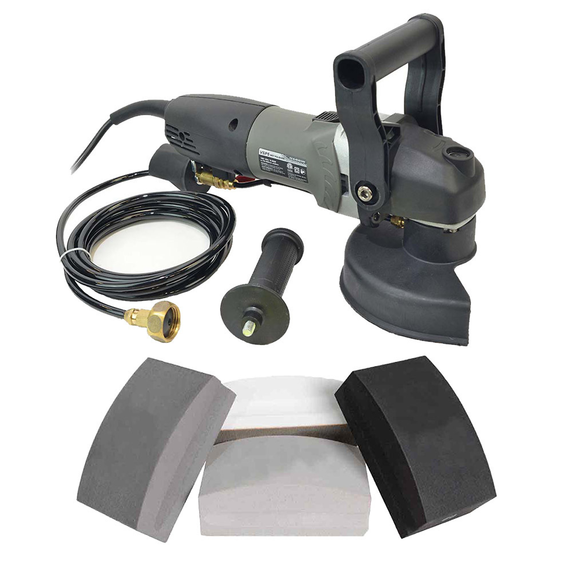 Hardin BRT680HP VSP5 5 Inch Var Speed Polisher with 4 Pcs Electroplated Dry Hand Polishing Pad Set (60, 120, 200, 400 Grit)
